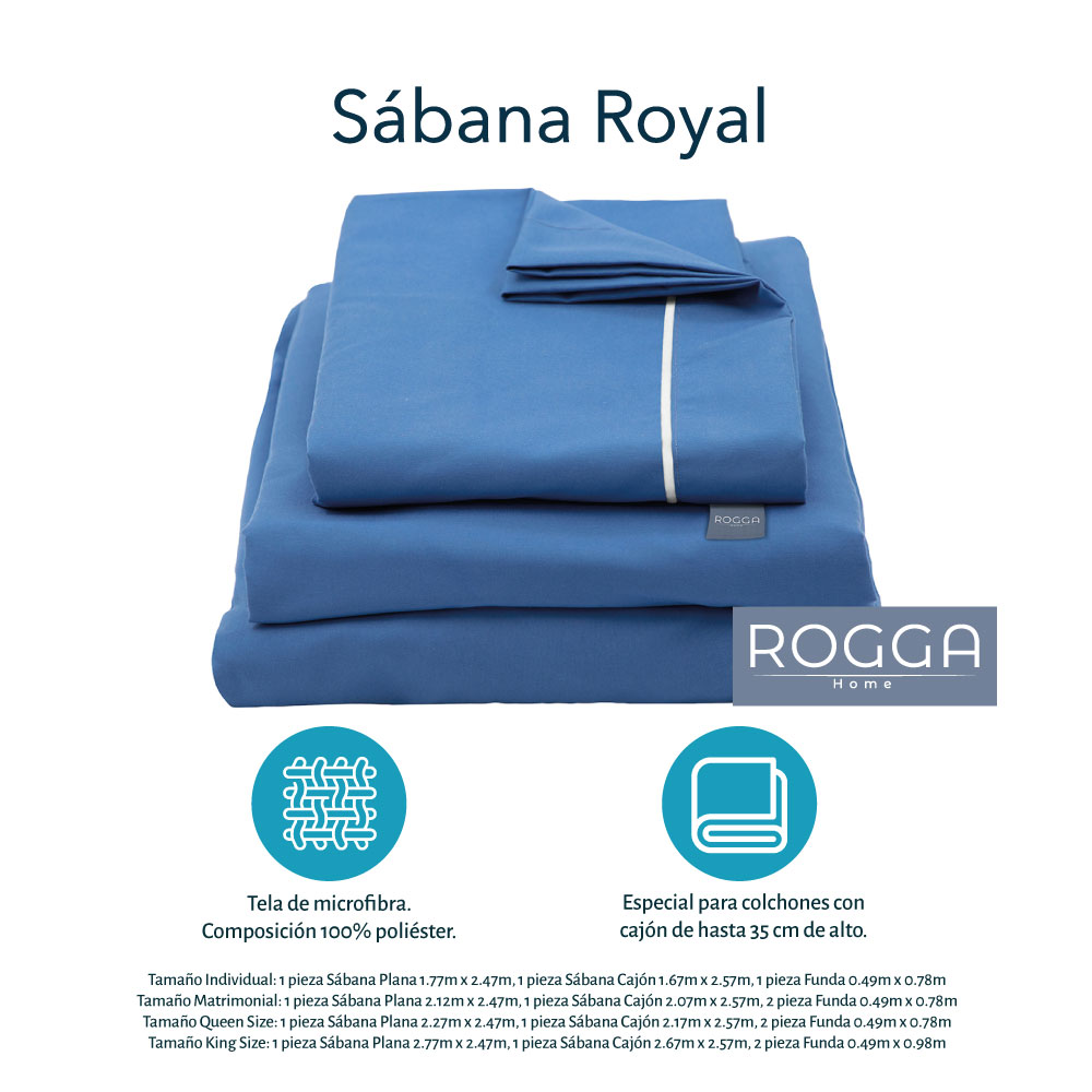 Foto 7 pulgar | Juego De Sábanas Con Bies Royal Touch Rogga Color Azul King Size