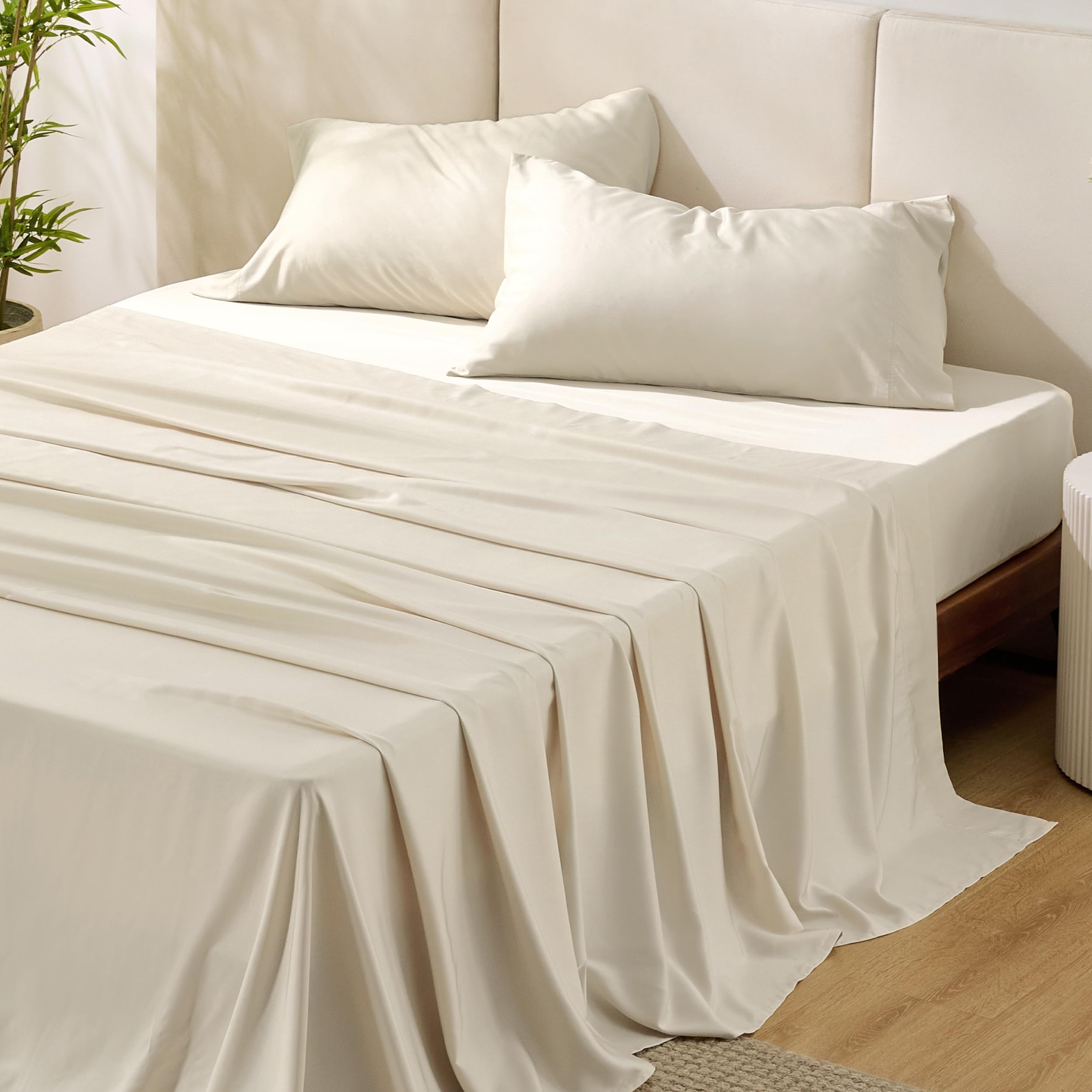 Foto 1 | Juego De Sábanas Bedsure King Size Refrigerante Rayón Bambú Beige Claro - Venta Internacional.