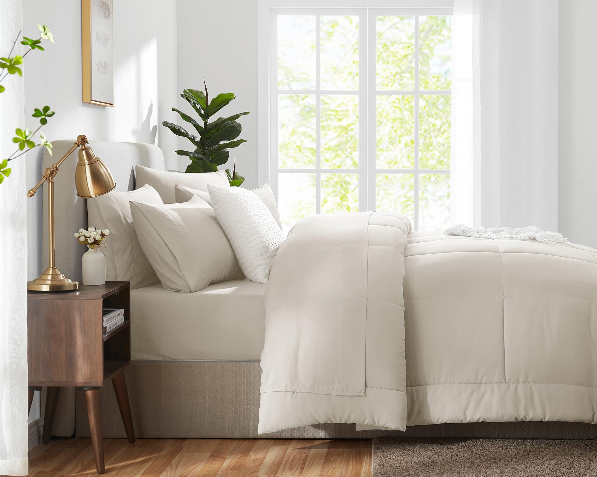 Foto 5 pulgar | Juego De Edredón Cozylux Para Cama Completa De 7 Piezas, Color Beige, En Una Bolsa - Venta Internacional.