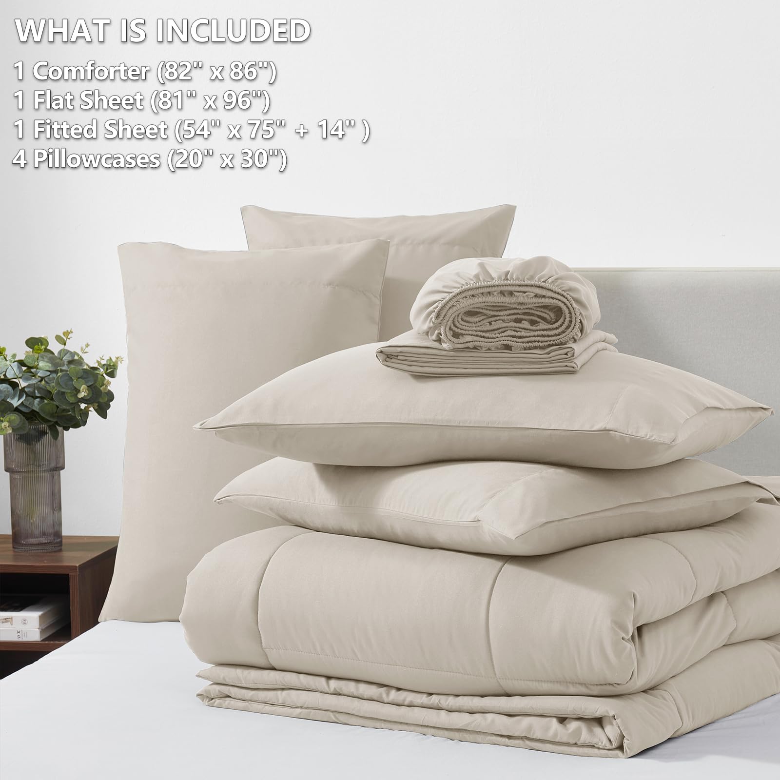 Foto 7 pulgar | Juego De Edredón Cozylux Para Cama Completa De 7 Piezas, Color Beige, En Una Bolsa - Venta Internacional.