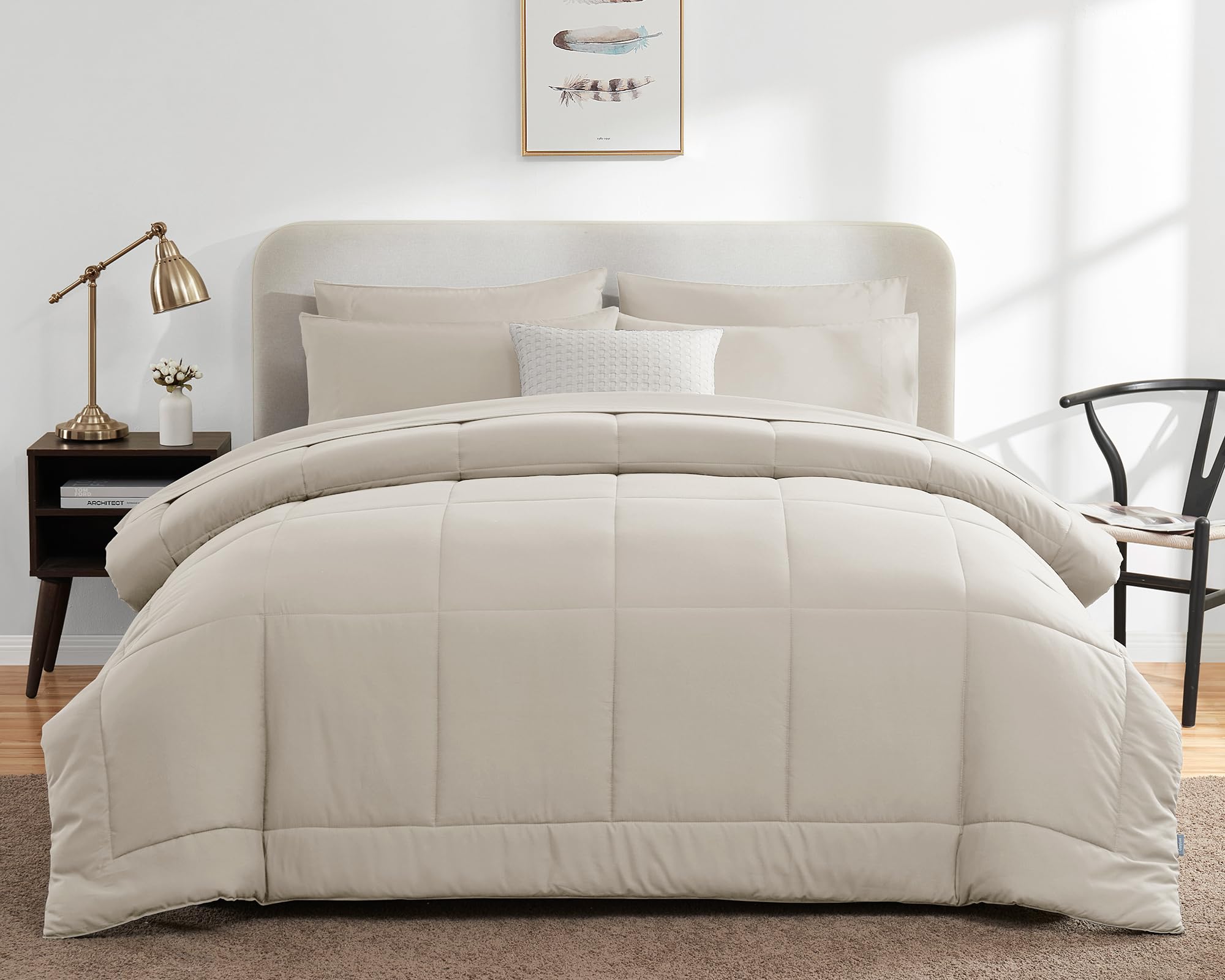 Foto 8 pulgar | Juego De Edredón Cozylux Para Cama Completa De 7 Piezas, Color Beige, En Una Bolsa - Venta Internacional.