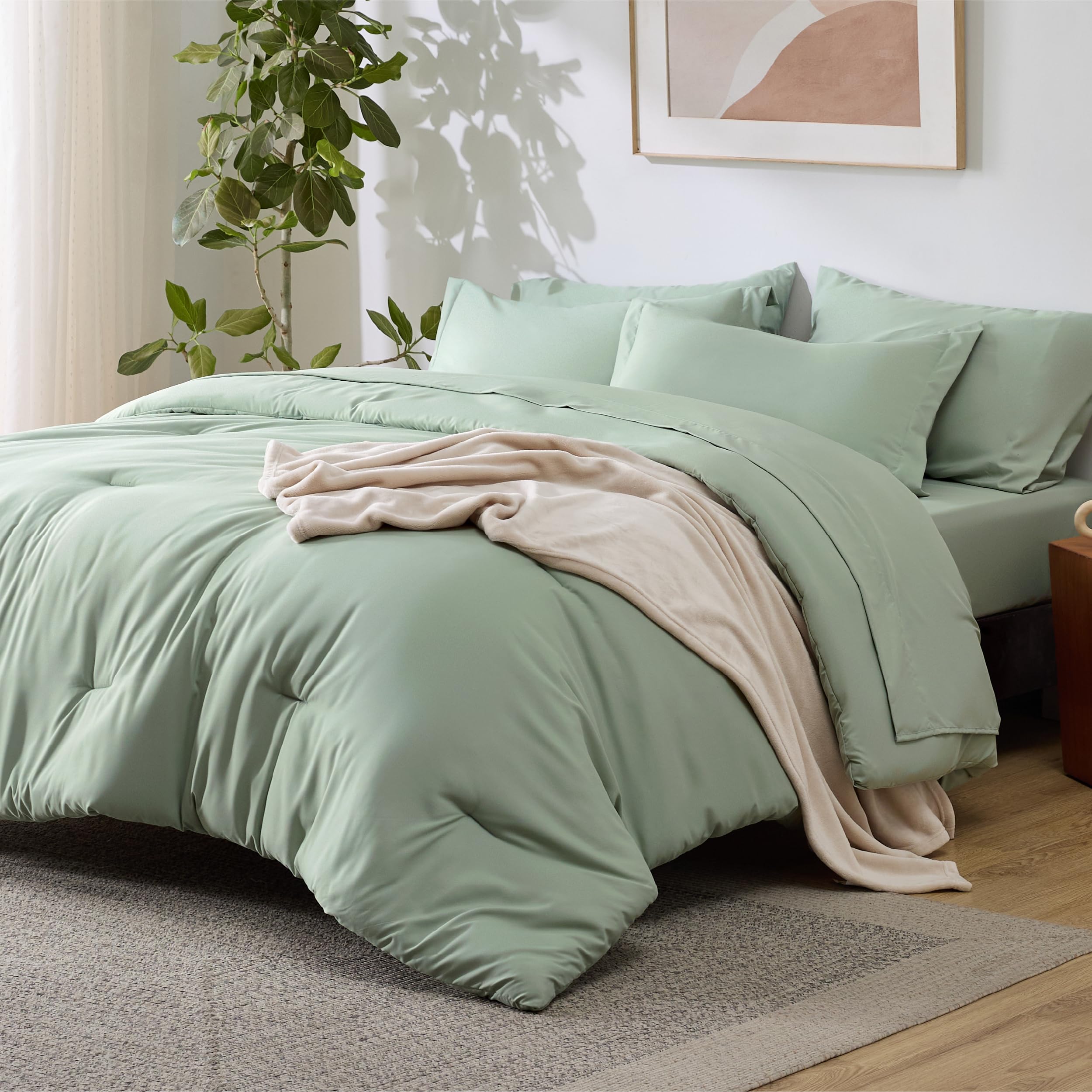 Foto 1 | Juego De Edredón Bedsure King Sage Green Con 8 Piezas - Venta Internacional.