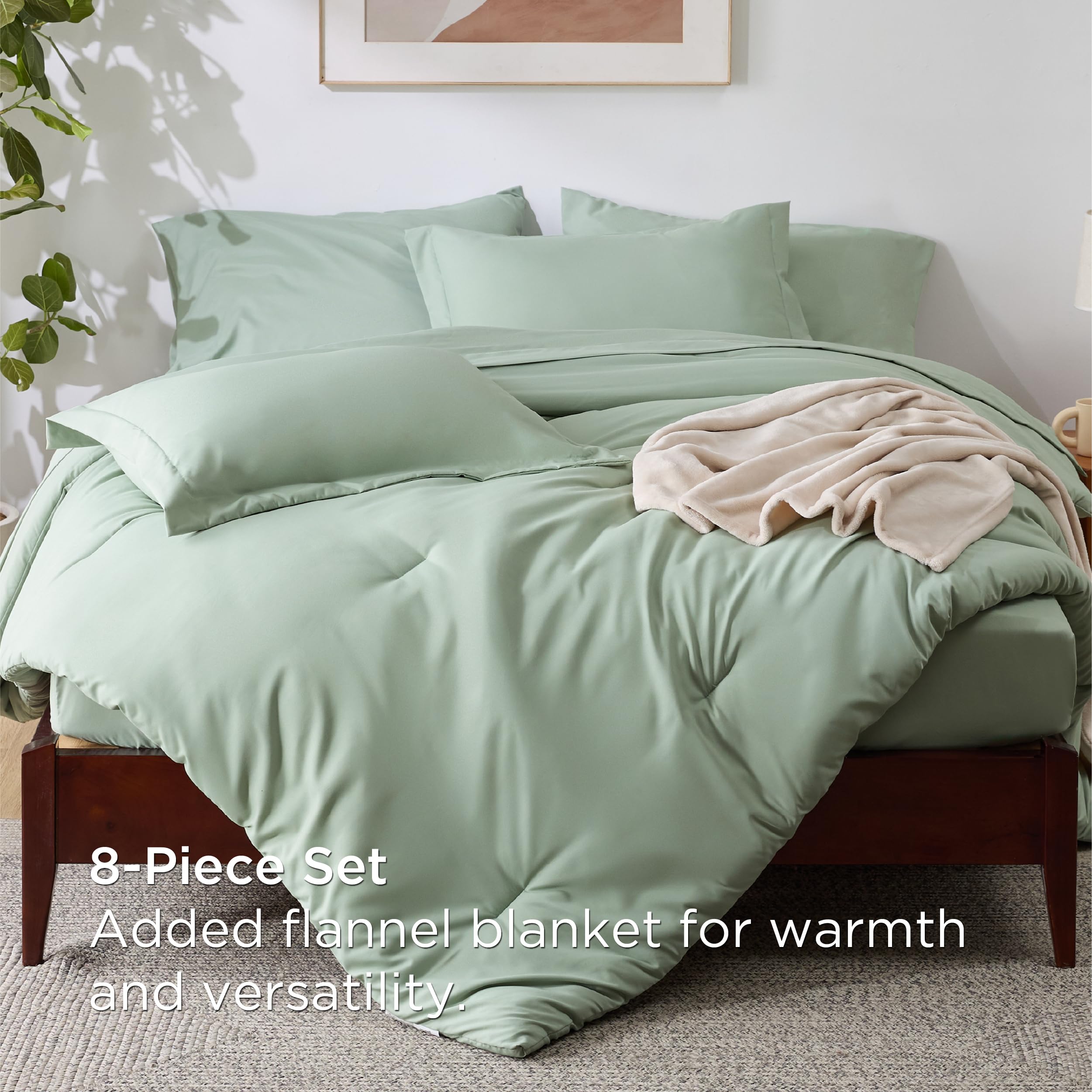 Foto 2 | Juego De Edredón Bedsure King Sage Green Con 8 Piezas - Venta Internacional.
