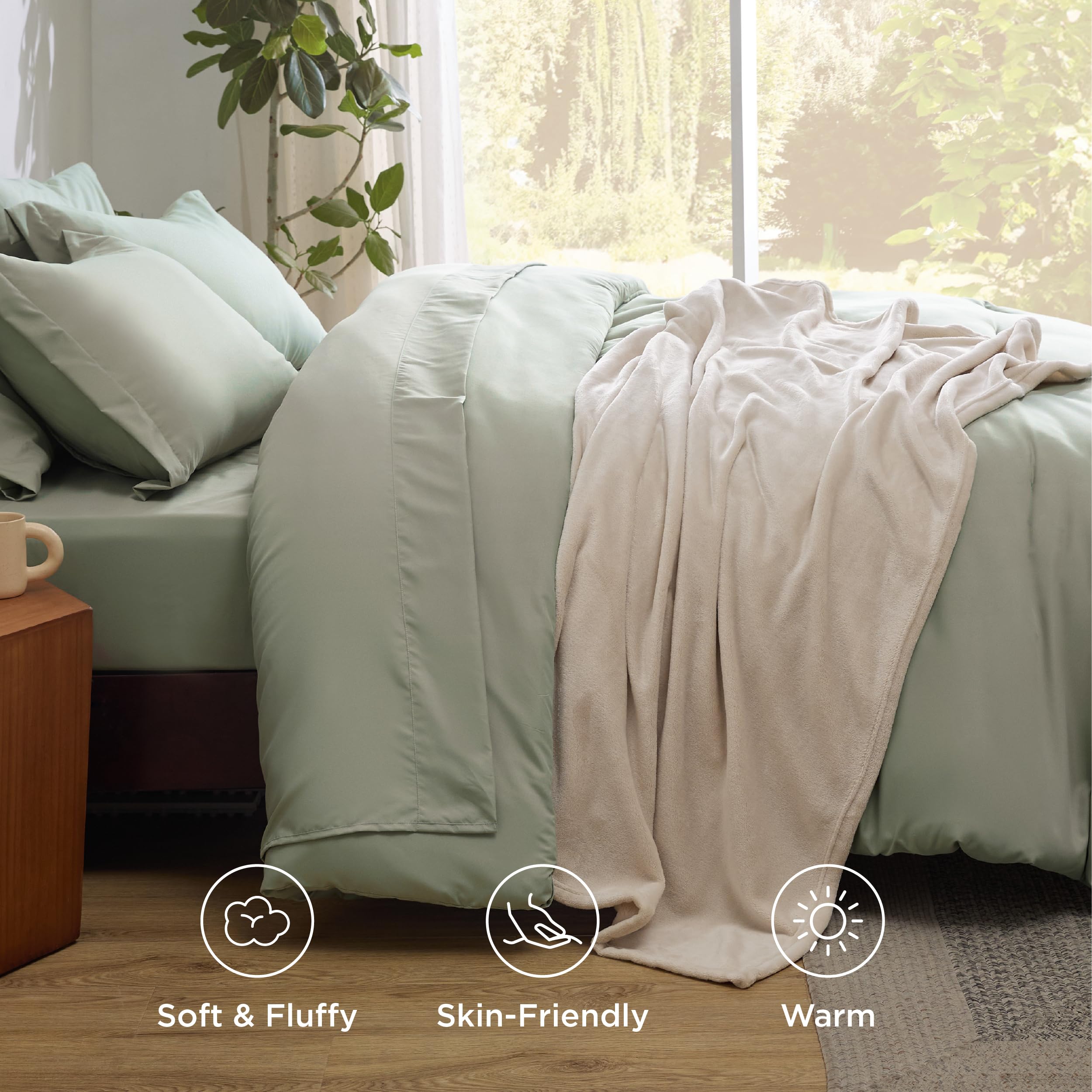 Foto 7 | Juego De Edredón Bedsure King Sage Green Con 8 Piezas - Venta Internacional.