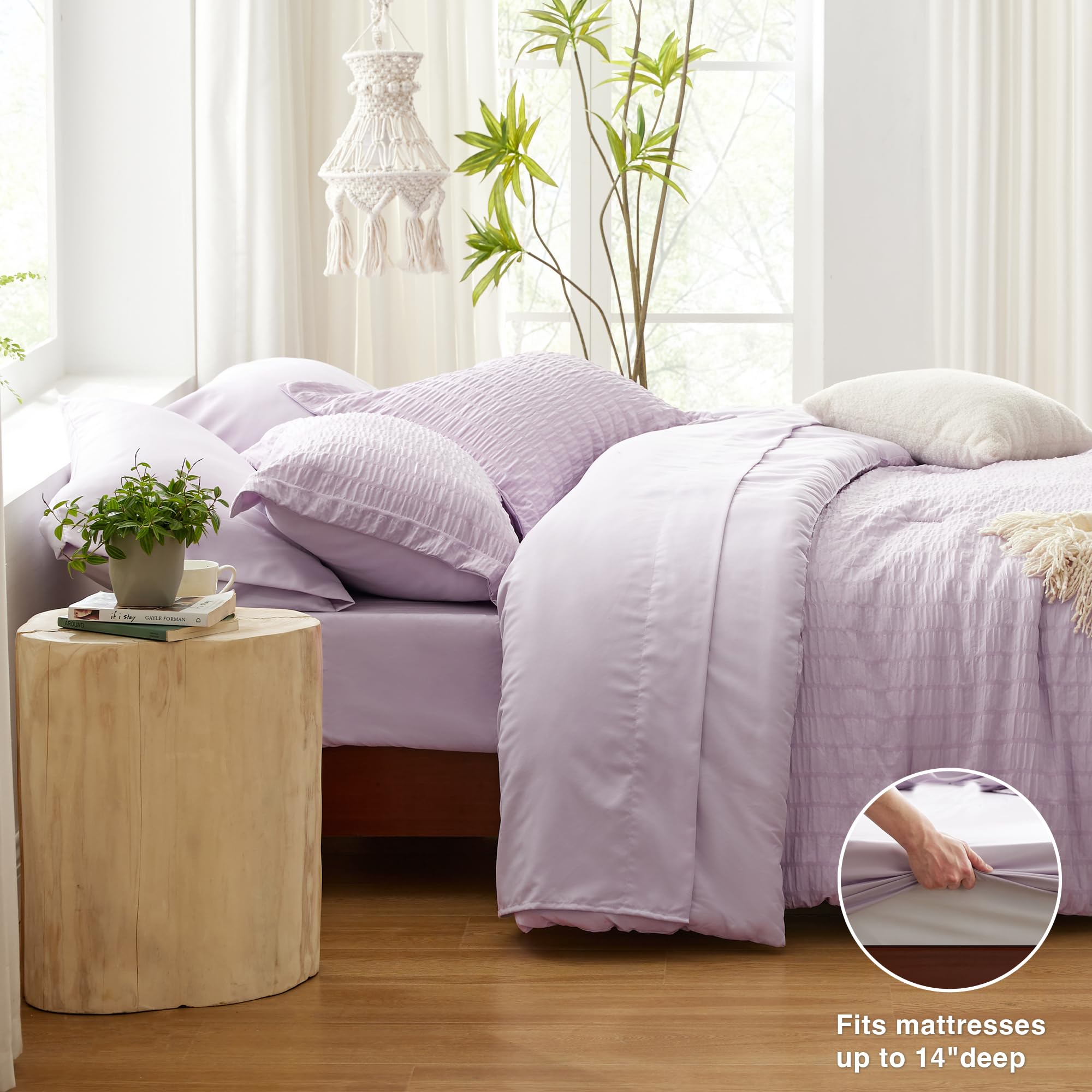Foto 4 | Edredón Queen Love's Cabin Seersucker Lavender 7 Piezas - Venta Internacional