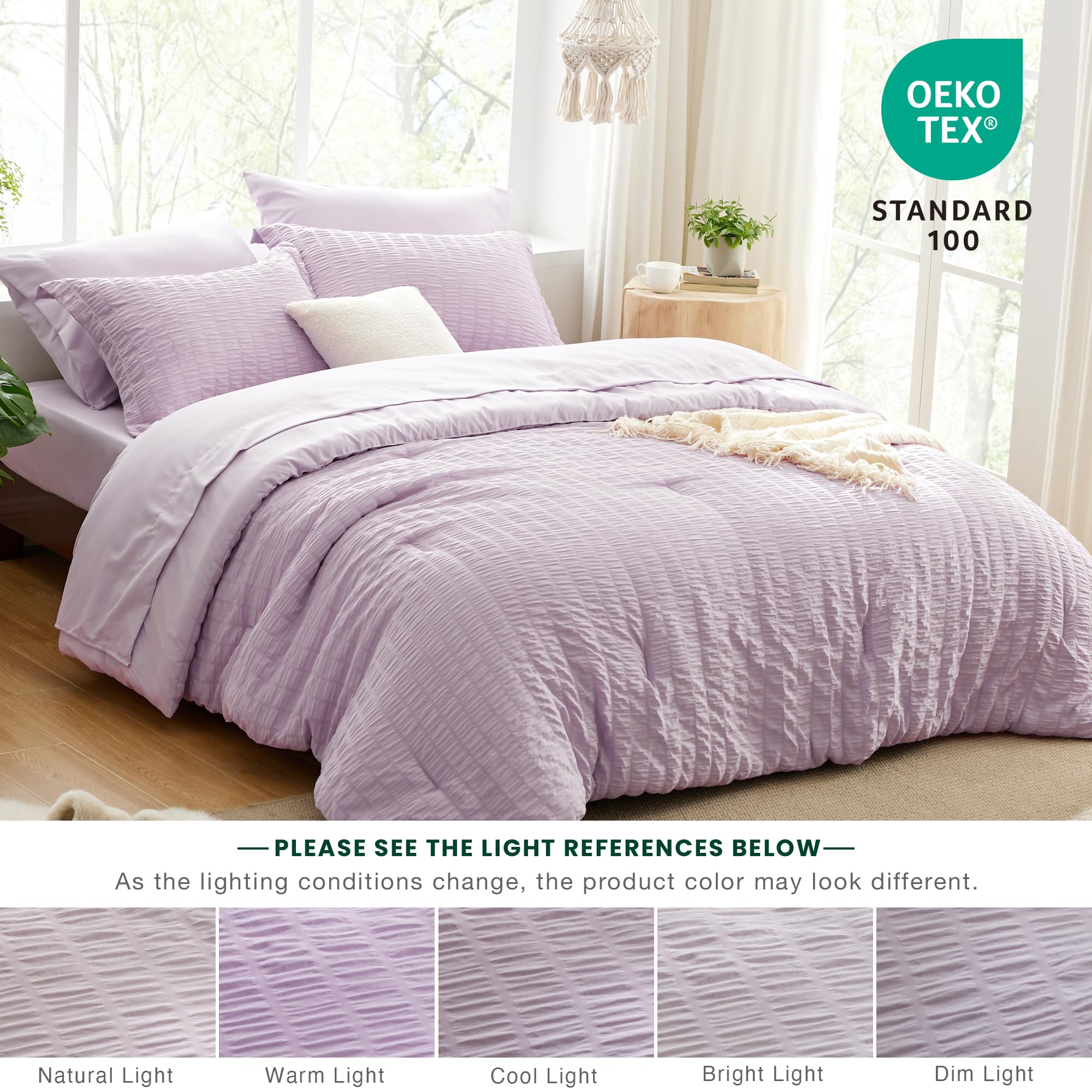 Foto 7 | Edredón Queen Love's Cabin Seersucker Lavender 7 Piezas - Venta Internacional