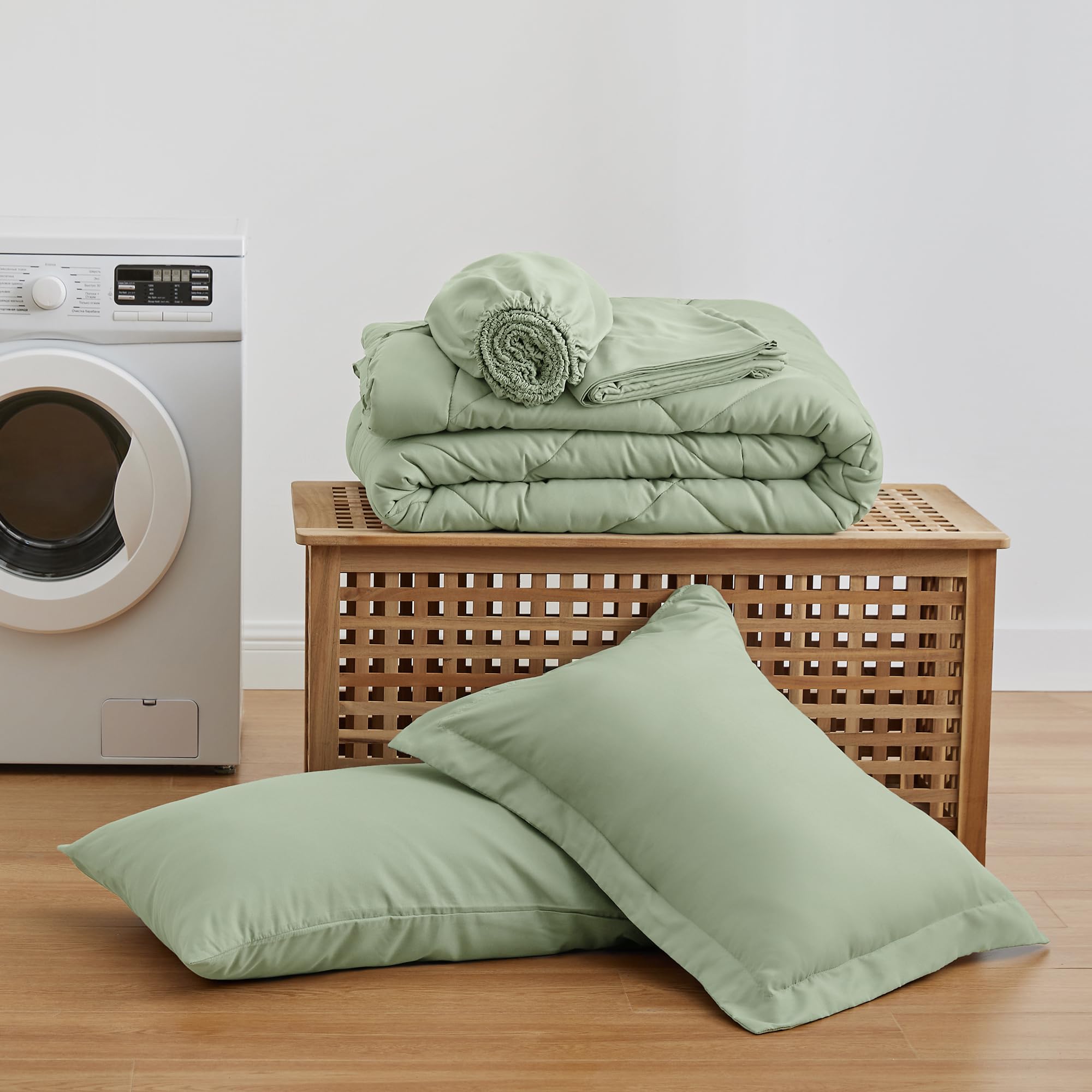 Foto 6 | Juego de Edredón Love's Cabin Twin Sage 5 Piezas - Venta Internacional