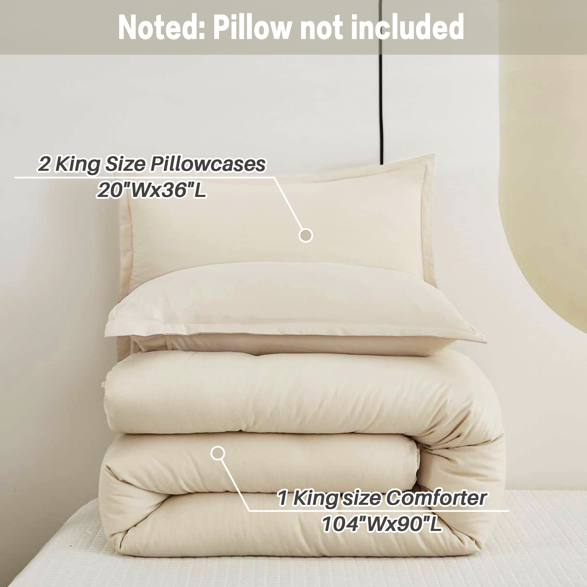 Foto 6 pulgar | Edredón King Size con Fundas de Almohada Litanika Beige 3 Piezas - Venta Internacional