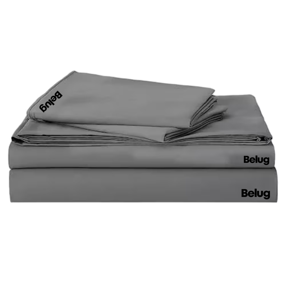 Juego De Sabanas Individuales 100% Poliéster Microfibra 3 Pz, Belug Color Gris Obscuro