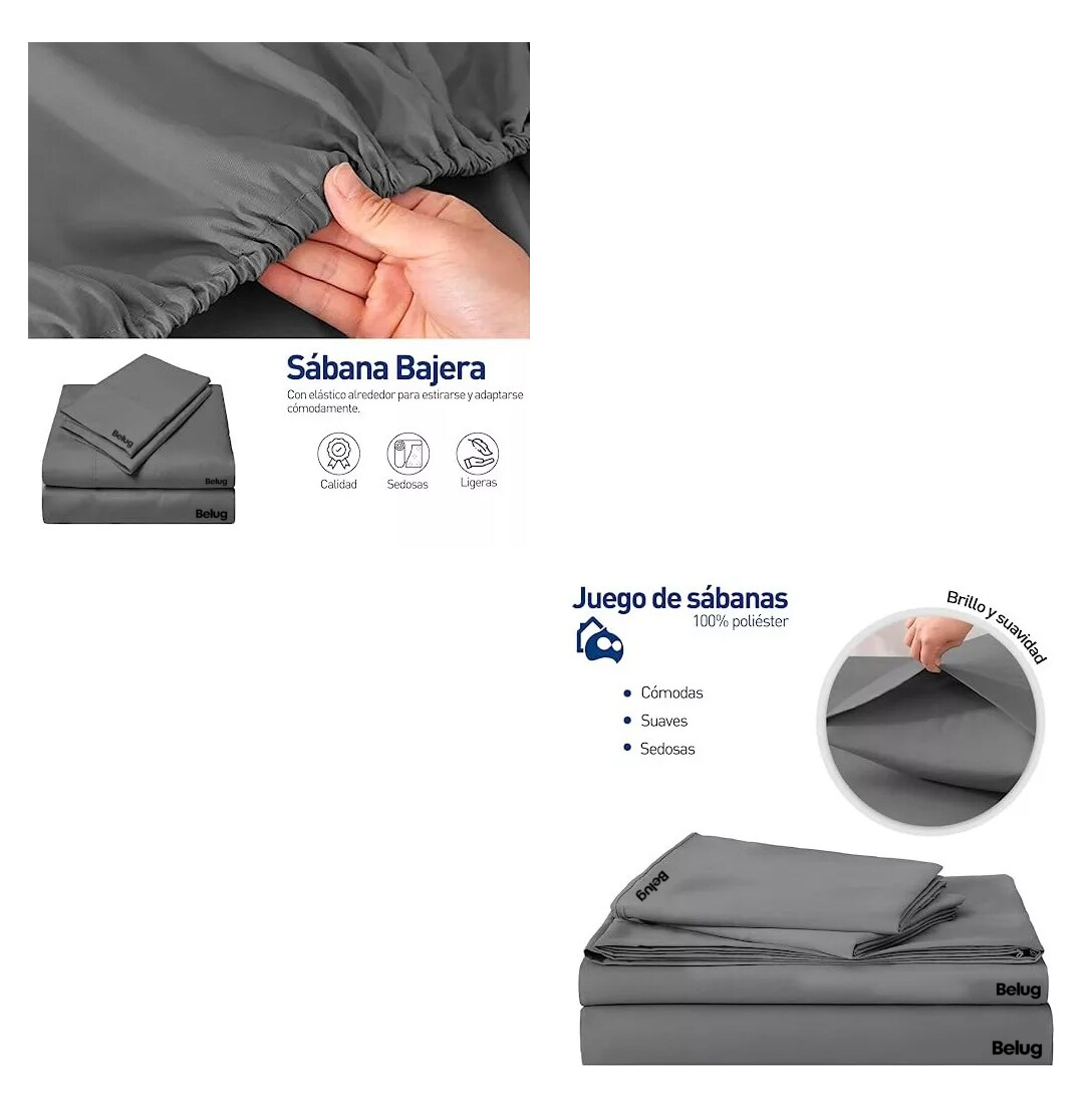 Foto 3 pulgar | Juego De Sabanas Individuales 100% Poliéster Microfibra 3 Pz, Belug Color Gris Obscuro