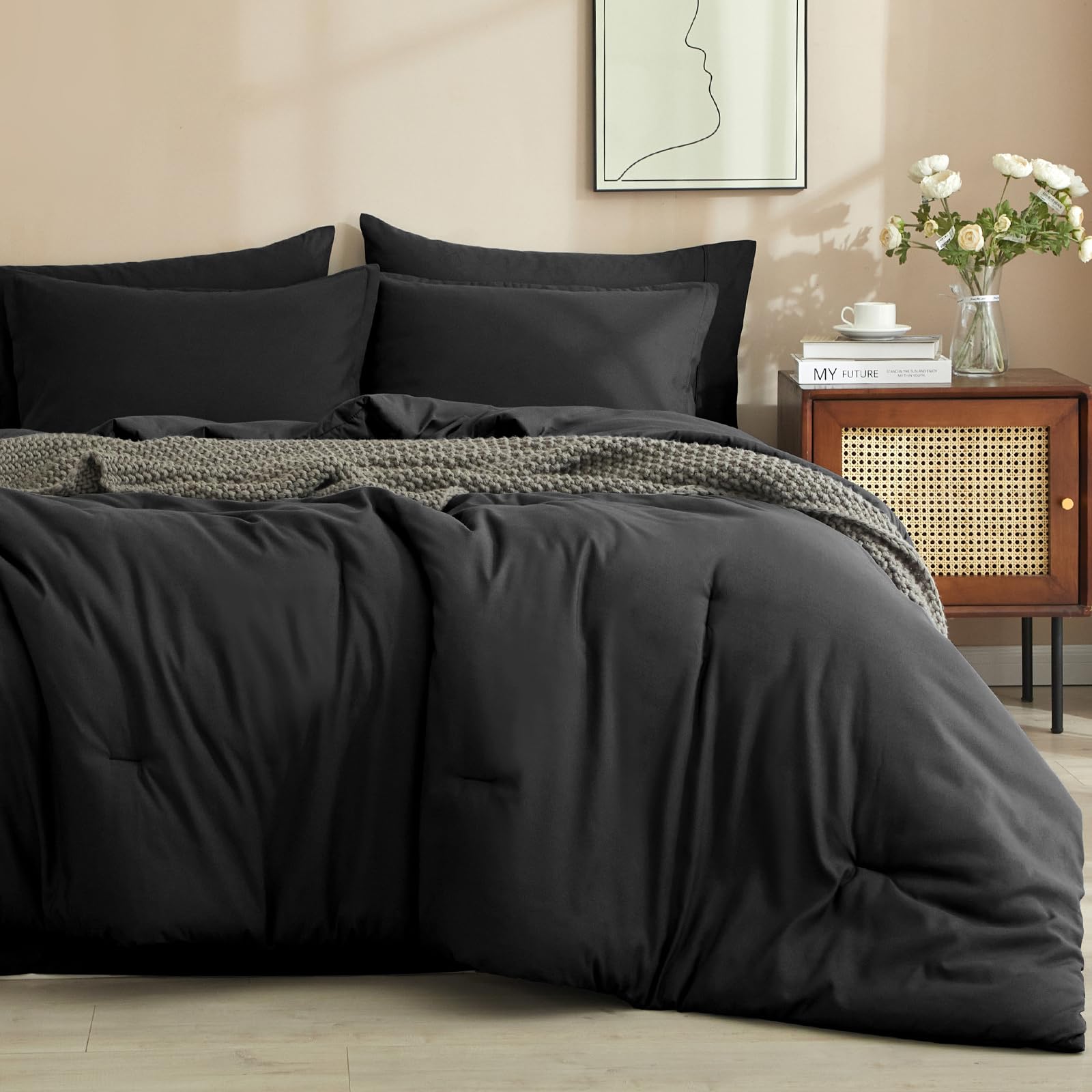 Foto 1 | Edredón Queen Size con Sábanas PHF Negro 7 Piezas - Venta Internacional