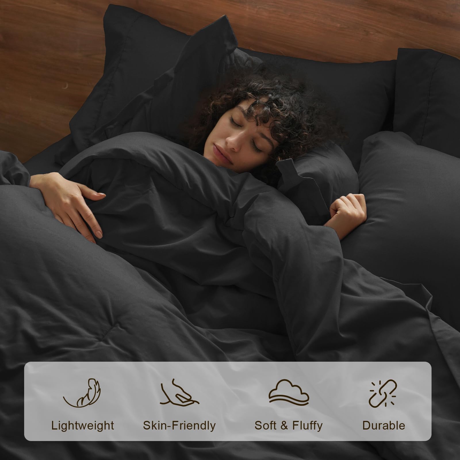 Foto 4 pulgar | Edredón Queen Size con Sábanas PHF Negro 7 Piezas - Venta Internacional
