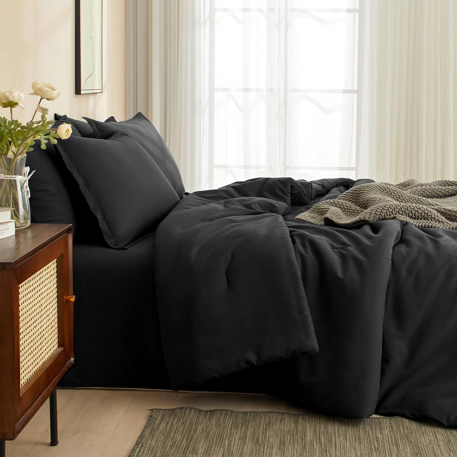 Foto 6 | Edredón Queen Size con Sábanas PHF Negro 7 Piezas - Venta Internacional