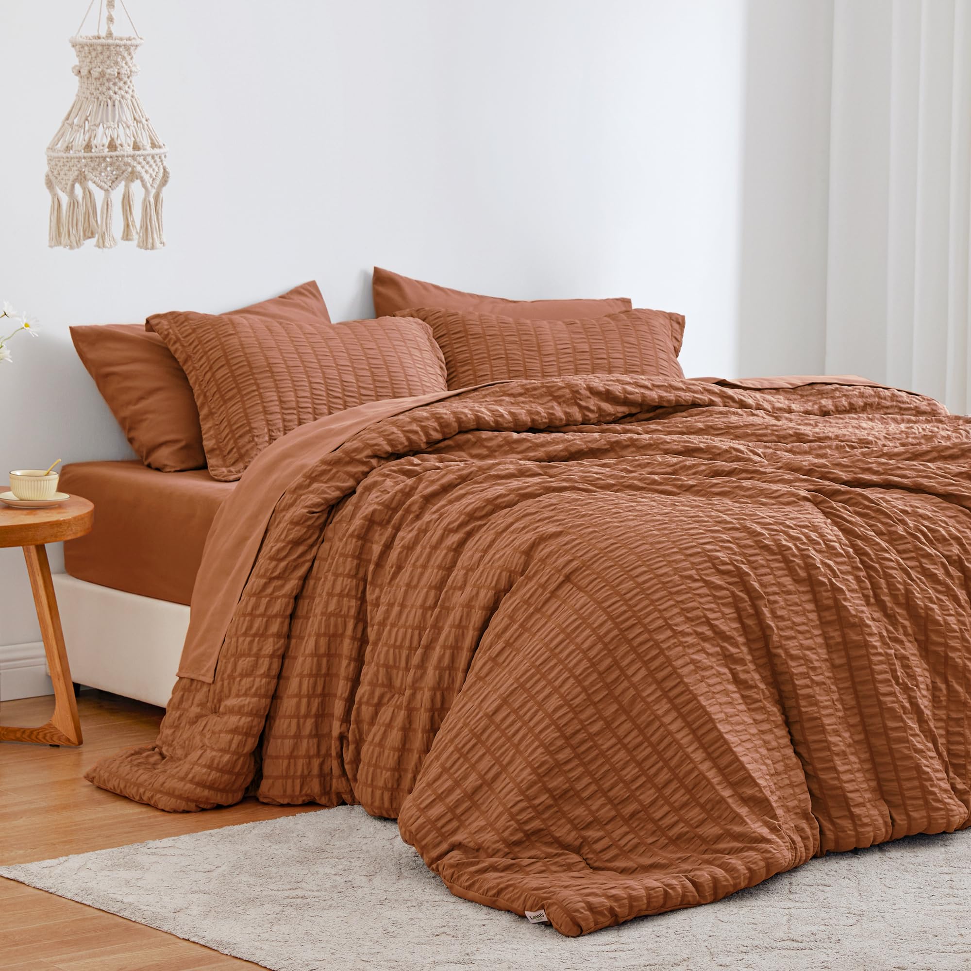 Foto 1 | Edredón Queen Love's Cabin Seersucker Terracotta 7 Piezas - Venta Internacional