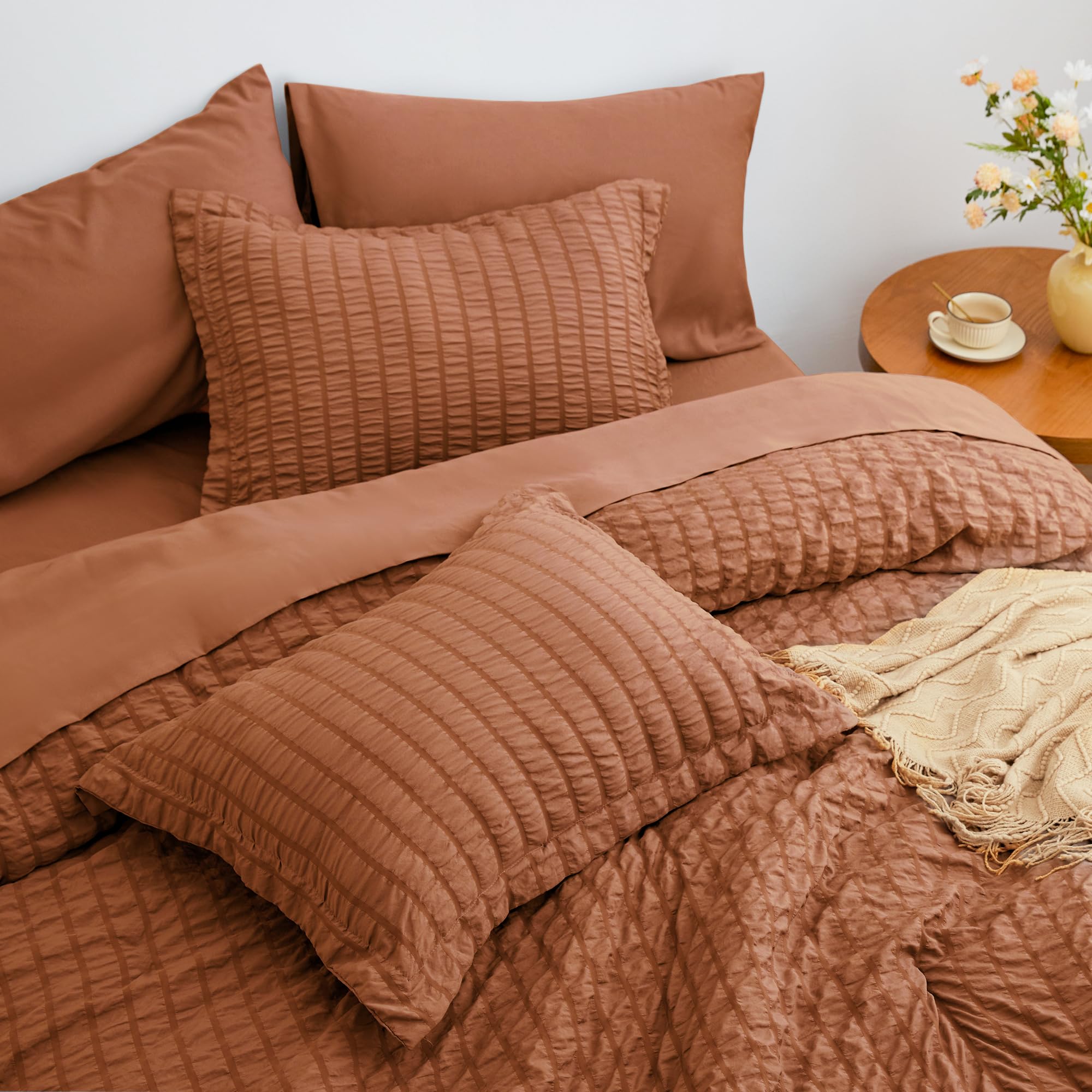 Foto 4 | Edredón Queen Love's Cabin Seersucker Terracotta 7 Piezas - Venta Internacional