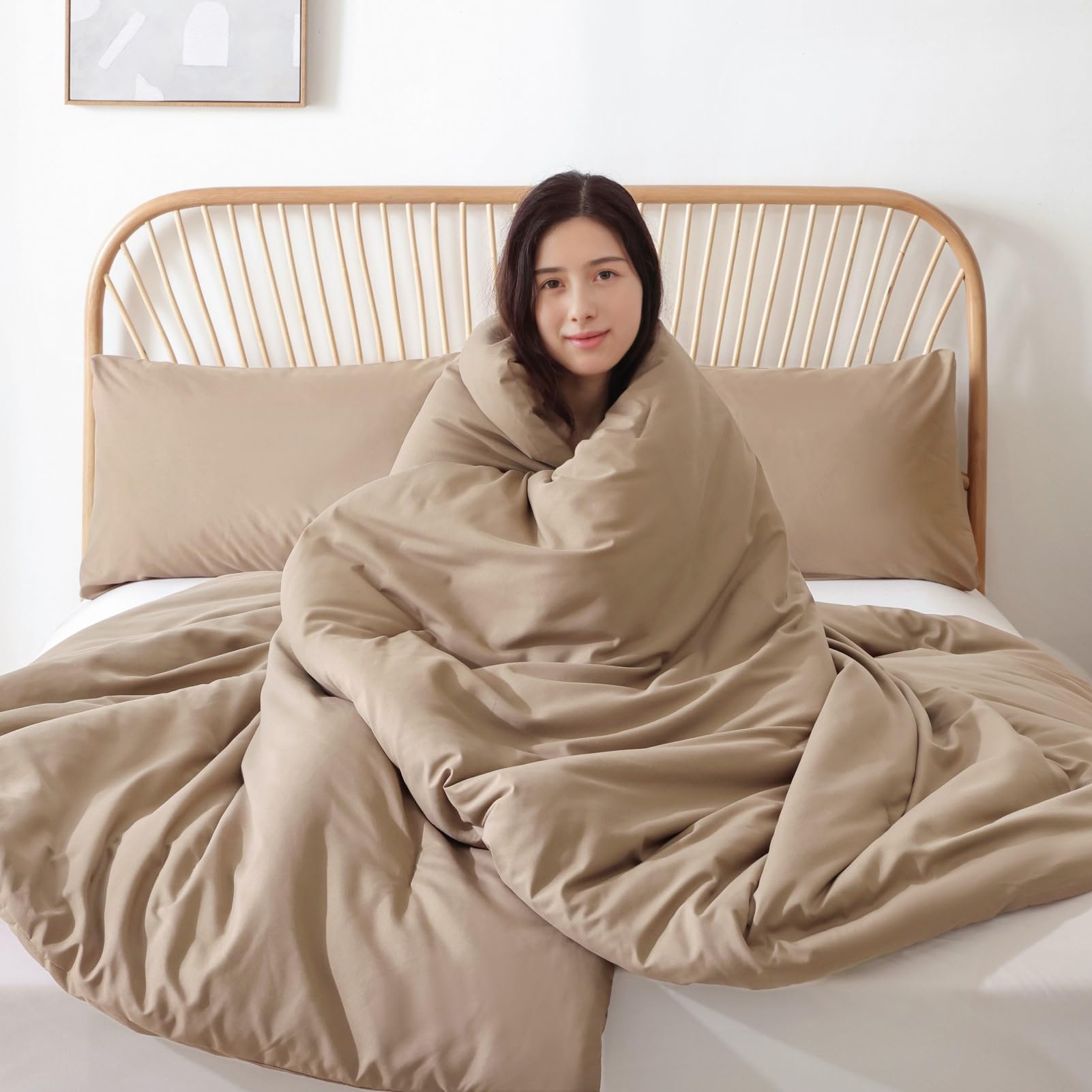 Foto 5 pulgar | Juego de Edredón Rosgonia Oversized King Taupe- Venta Internacional