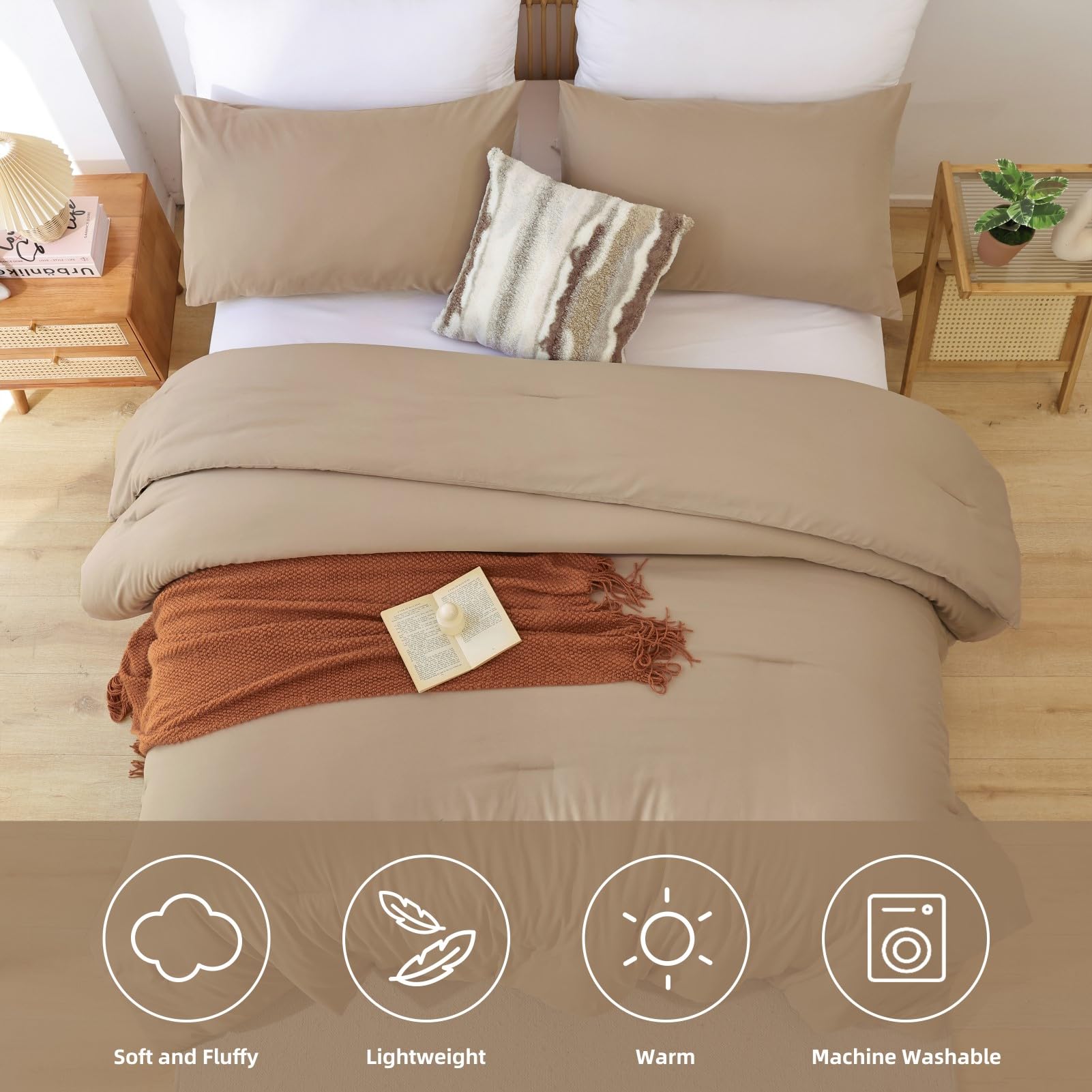 Foto 5 | Juego de Edredón Rosgonia Oversized King Taupe- Venta Internacional