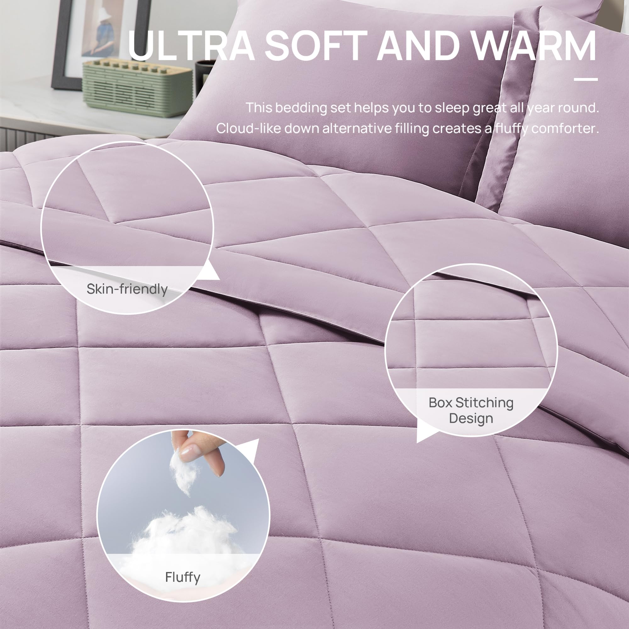 Foto 5 | Edredón Matrimonial Love's Cabin Full Lavender 7 Piezas - Venta Internacional