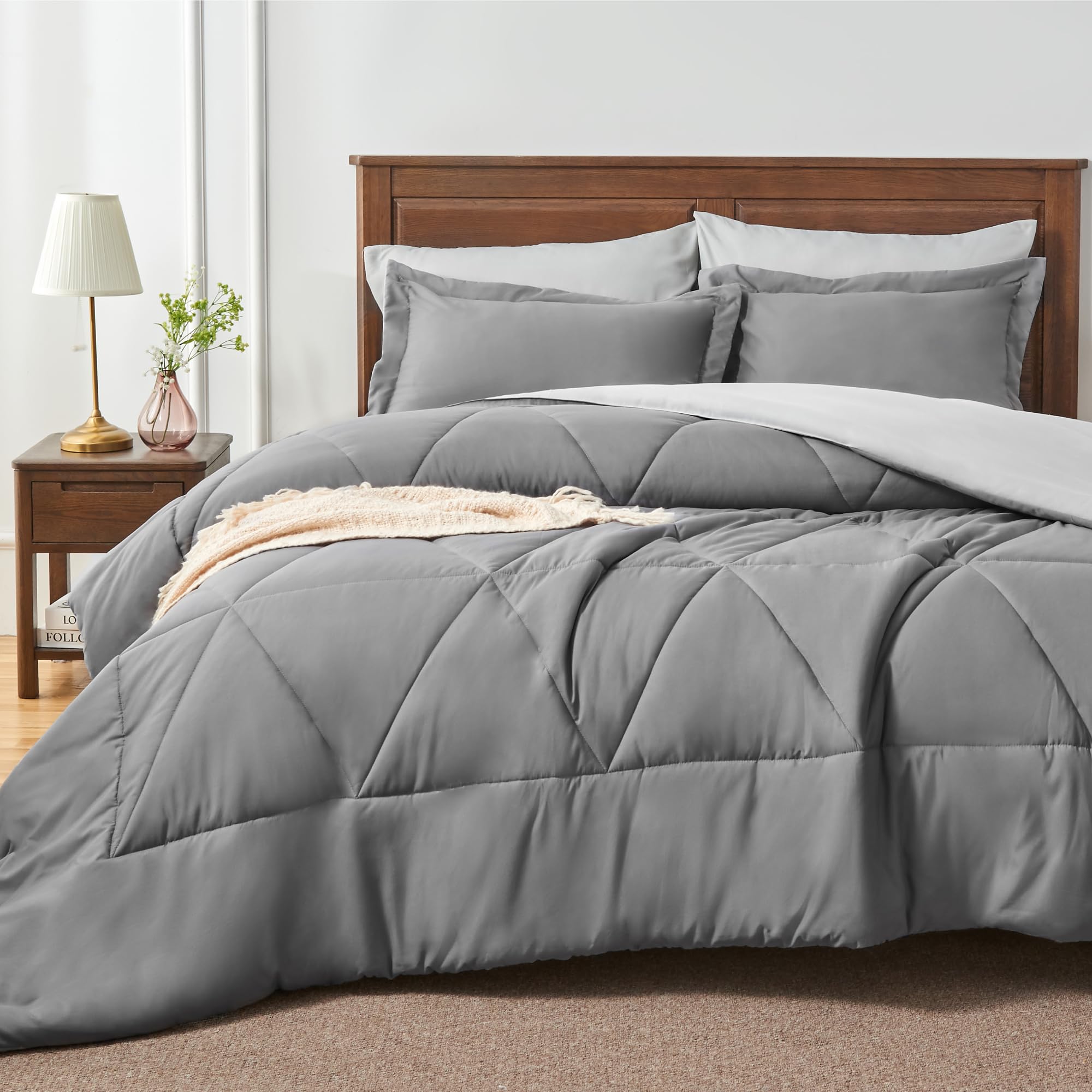 Foto 2 | Edredón Queen Size con Sábanas Bedelite Gris 7 Piezas - Venta Internacional
