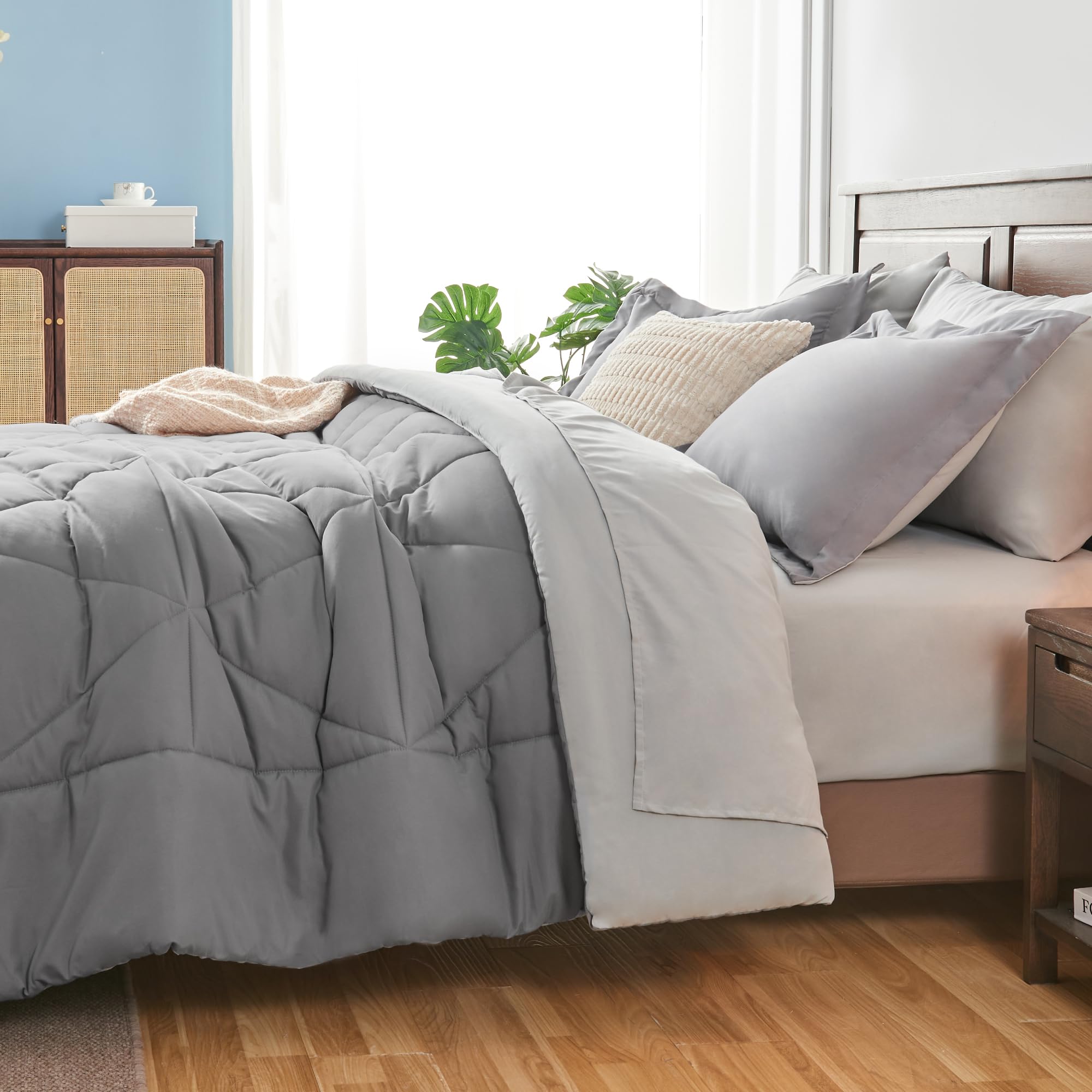 Foto 6 | Edredón Queen Size con Sábanas Bedelite Gris 7 Piezas - Venta Internacional