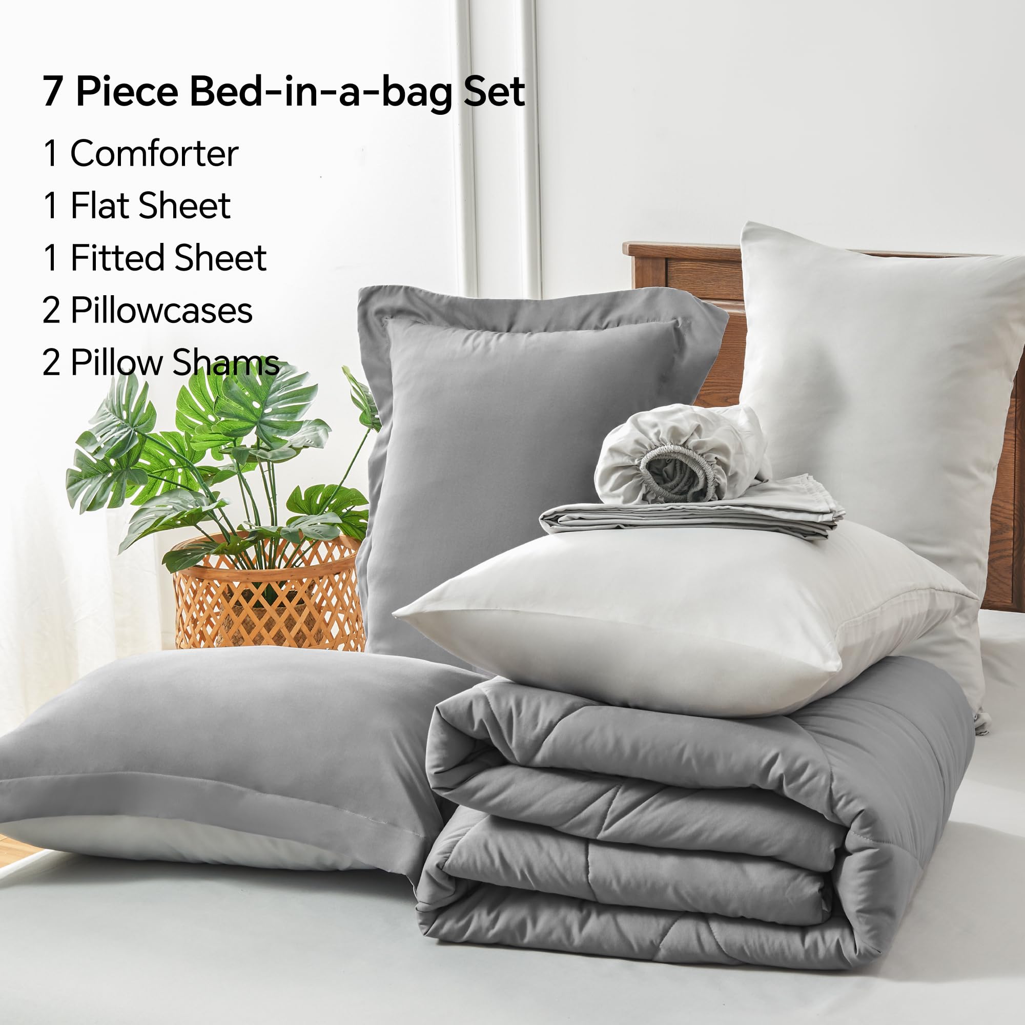 Foto 7 | Edredón Queen Size con Sábanas Bedelite Gris 7 Piezas - Venta Internacional