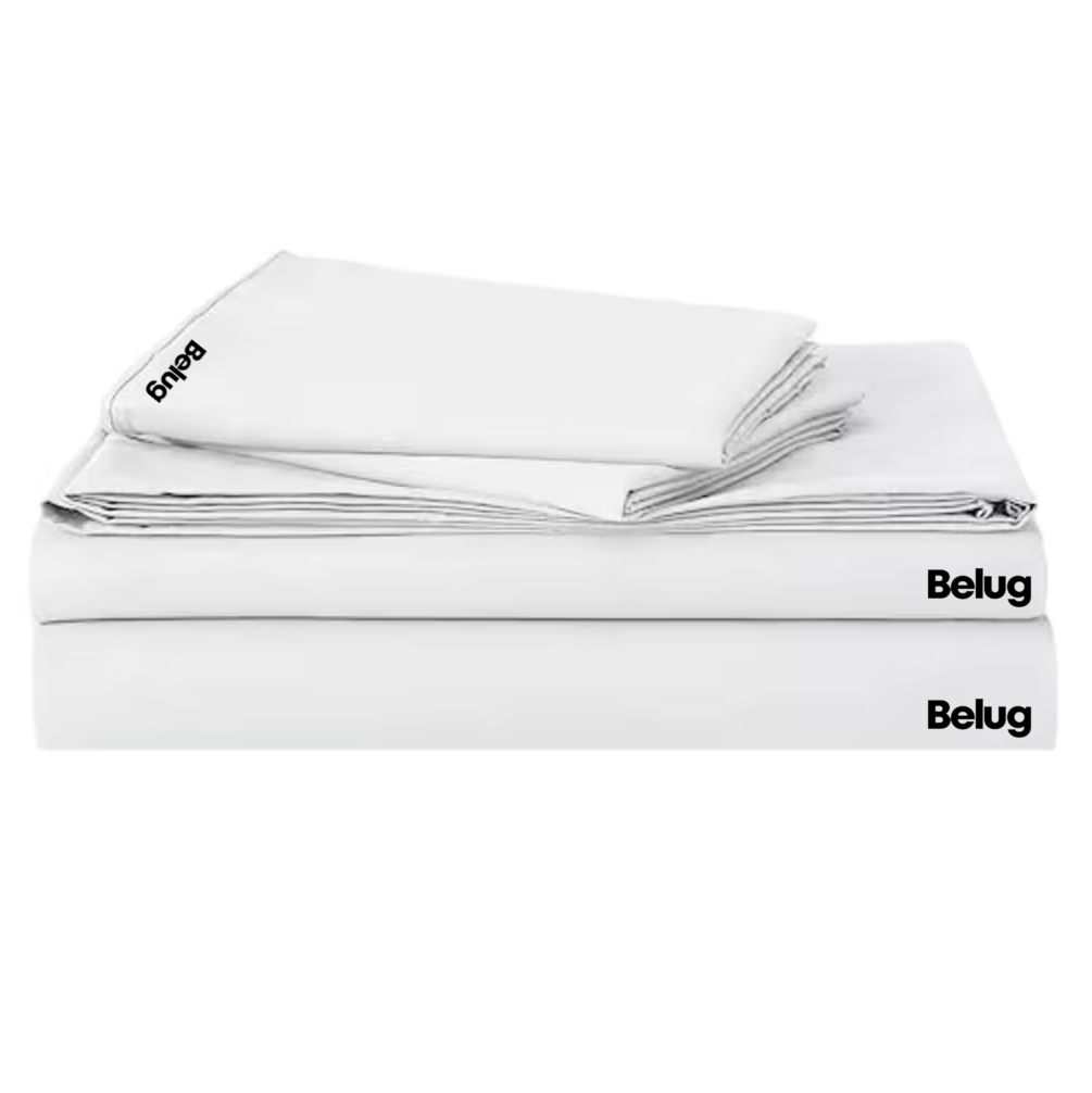 Juego De Sabanas Individuales 100% Poliéster Microfibra 3 Pz, Belug Color Blanco