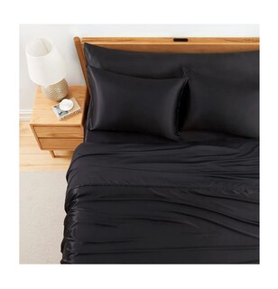 Foto 3 | Sabana Lujosa De Satin King Size Negro