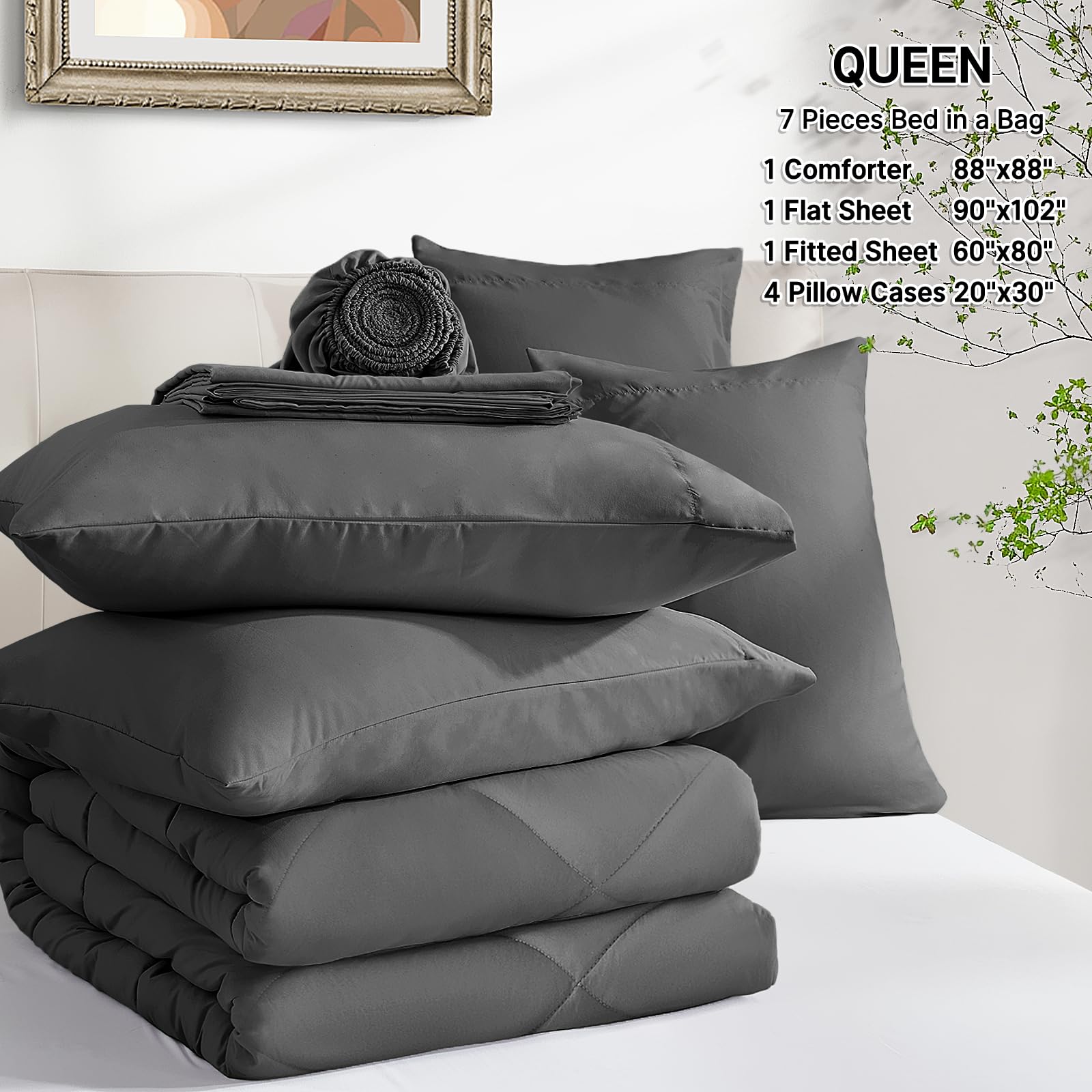 Foto 6 pulgar | Edredón Queen Size con Sábanas SunStyle Home Gris 7 Piezas - Venta Internacional