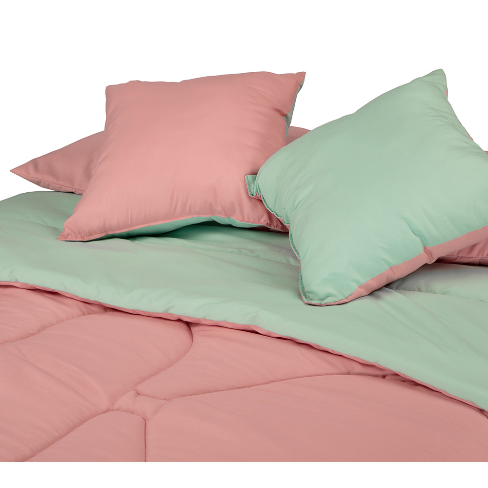 Foto 5 pulgar | Couzy Set De Edredon Doble Vista. Incluye: Funda (2) Y Cojin Doble Vista (2) Microfibra-150 Gramos Rosa-menta King Size