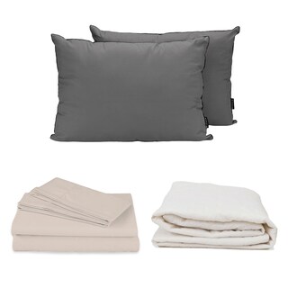 Foto 1 | Ultra Basic 2-pack Matrimonial Protector Ultra + Sabanas Basic + Almohada 2-pack Microfibra Crema | Gris