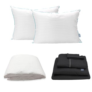 Foto 1 | Ultra Royal Touch Twin Queen Size Protector Ultra + Sabanas Royal Touch + Almohada Royal Twin Microfibra Negro | Blanco