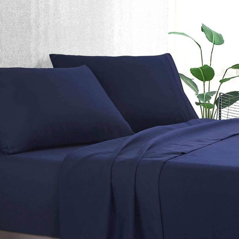Foto 4 pulgar | Juego De Sabanas Tacto Algodón Suaves Y Duraderas King Size Azul Navy Kyuden Home