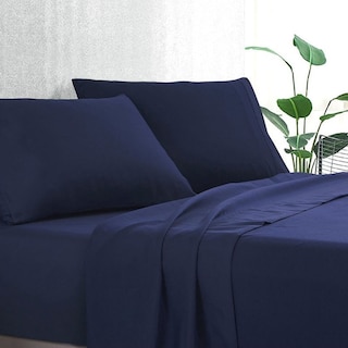 Foto 3 | Juego De Sabanas Tacto Algodón Suaves Y Duraderas King Size Azul Navy Kyuden Home