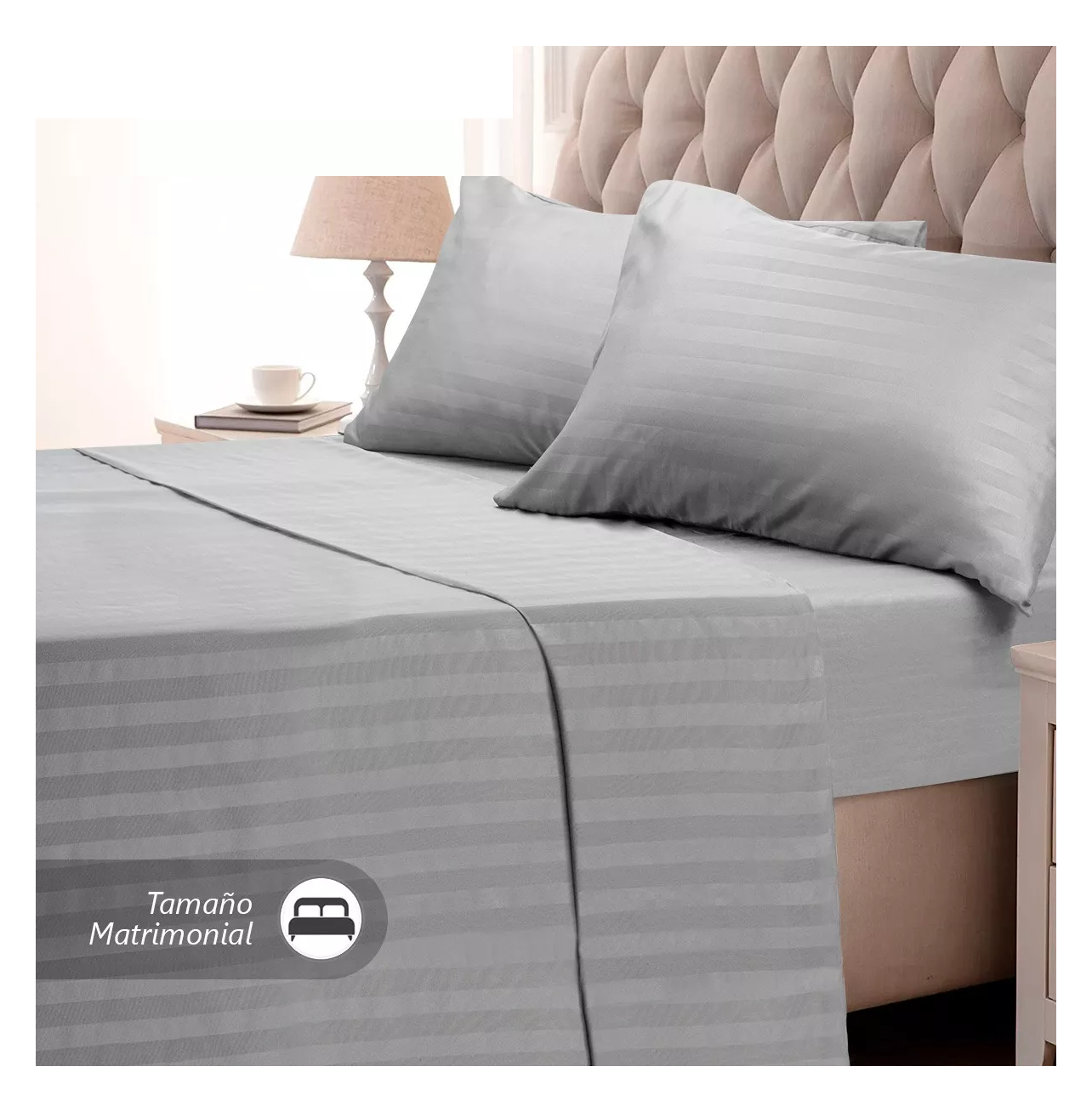 Foto 2 | Juego De Sabanas Matrimonial Egipcian Premium Belug 2,800 Hilos 4 Pzs, Gris Claro