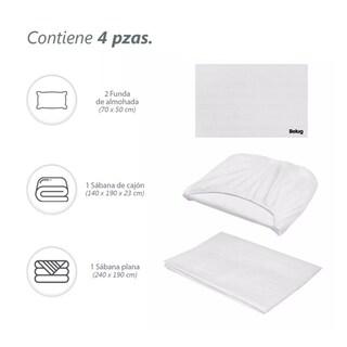 Foto 5 | Juego De Sabanas Matrimonial Egipcian Premium Belug 2,800 Hilos 4 Pzs Blanco