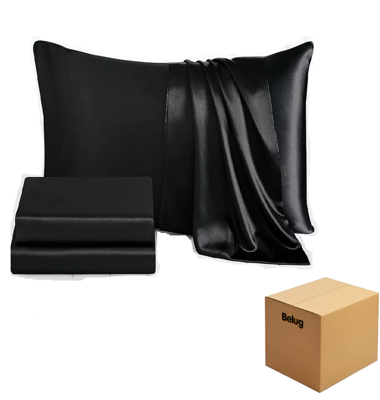 Foto 2 pulgar | Sabana Lujosa De Satin King Size Belug Negro