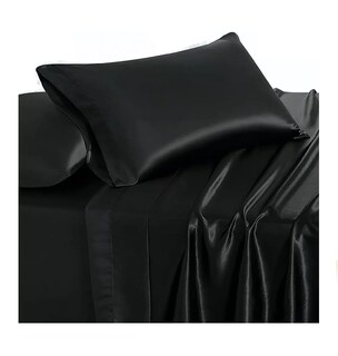 Foto 2 | Sabana Lujosa De Satin King Size Belug Negro