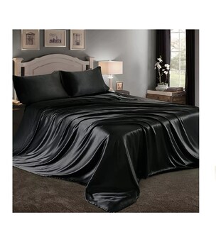 Foto 3 | Sabana Lujosa De Satin King Size Belug Negro