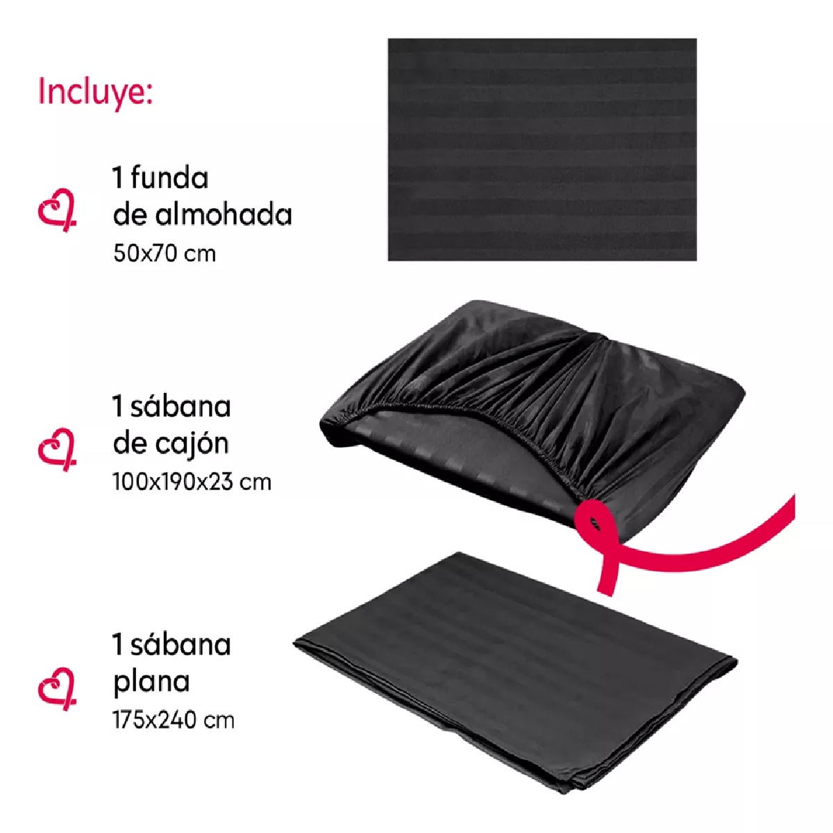 Foto 3 | Juego De Sábanas Individual Microfibra Ultra Suave Premium Negro