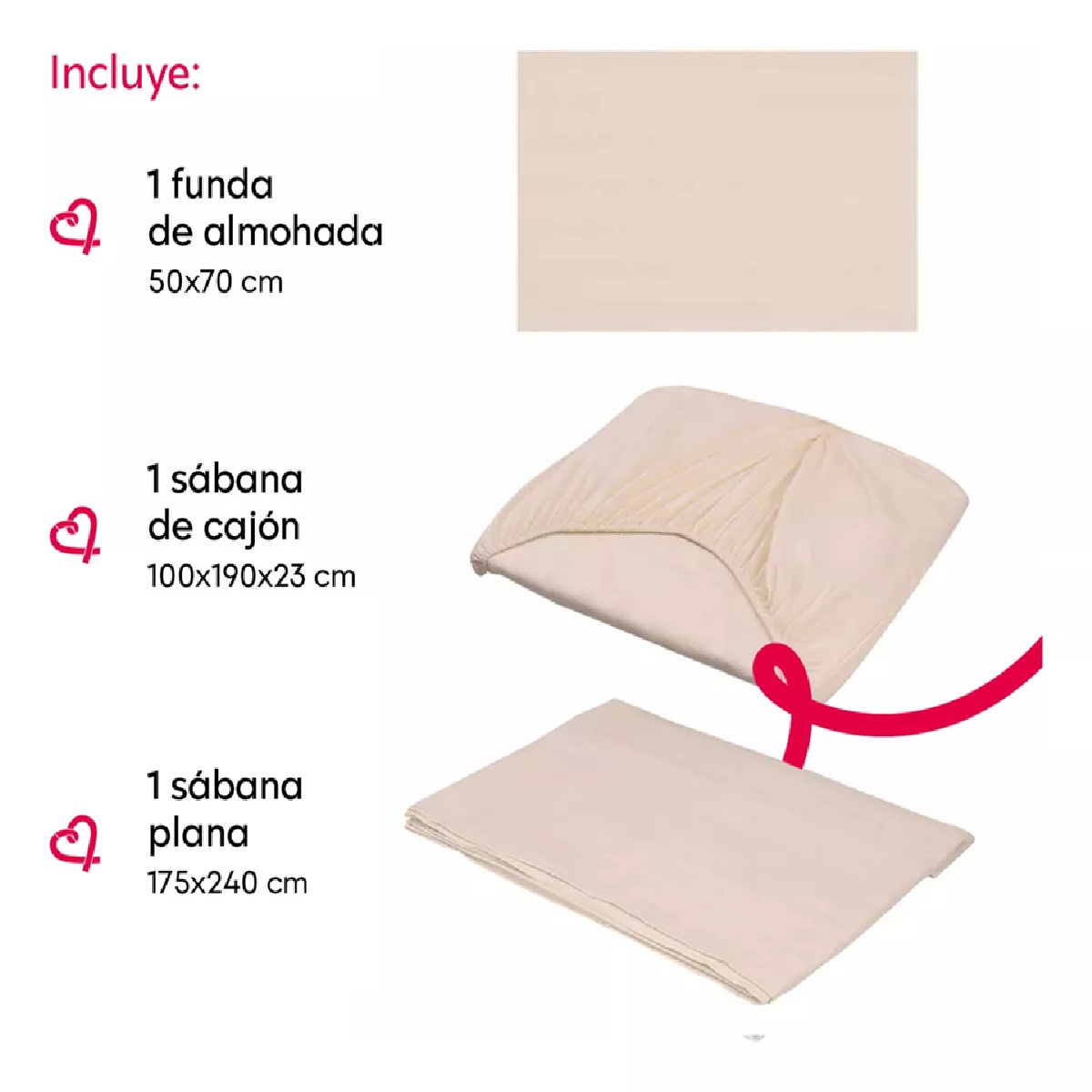 Foto 4 pulgar | Juego De Sábanas Individual Microfibra Ultra Suave Premium Crema