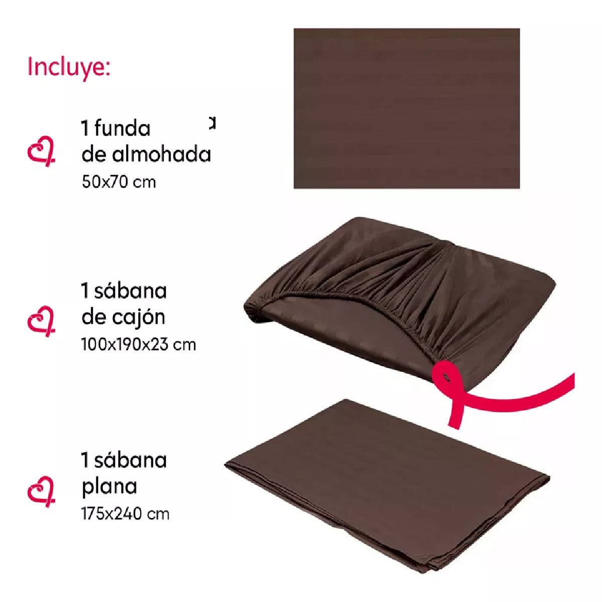 Foto 4 pulgar | Juego De Sábanas Individual Microfibra Ultra Suave Premium Café