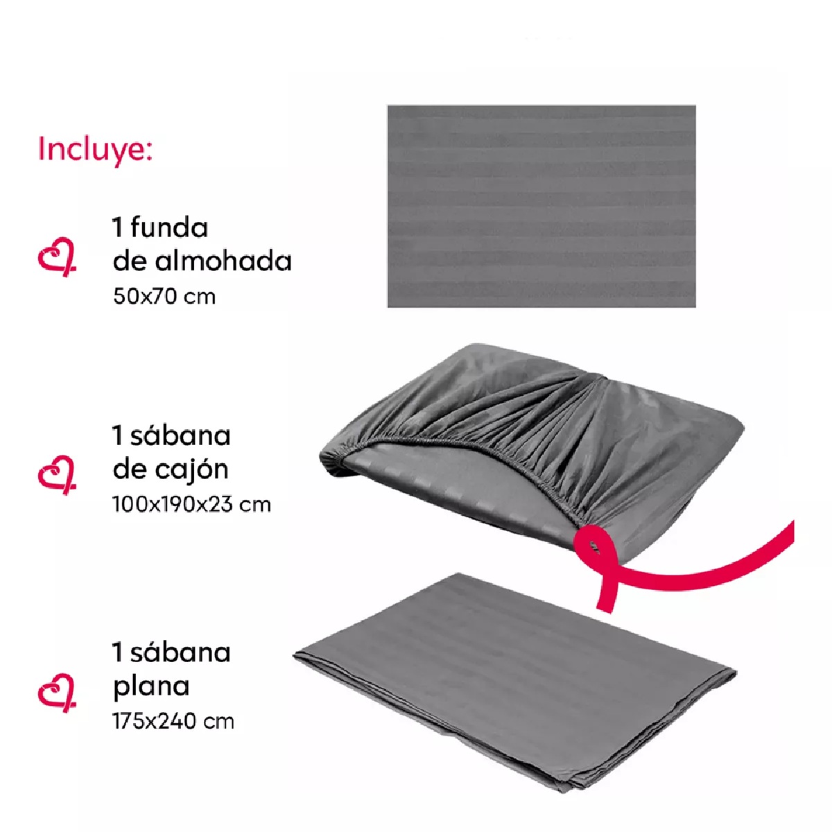 Foto 4 pulgar | Juego De Sábanas Individual Microfibra Ultra Suave Premium Gris Oscuro