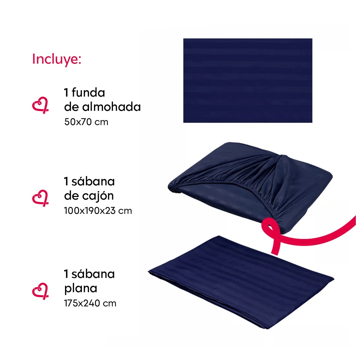 Foto 4 pulgar | Juego De Sábanas Individual Microfibra Ultra Suave Premium Azul Marino
