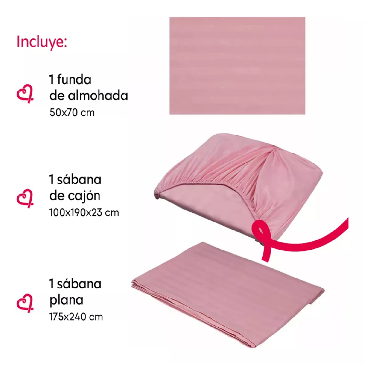 Foto 4 pulgar | Juego De Sábanas Individual Microfibra Ultra Suave Premium Rosa