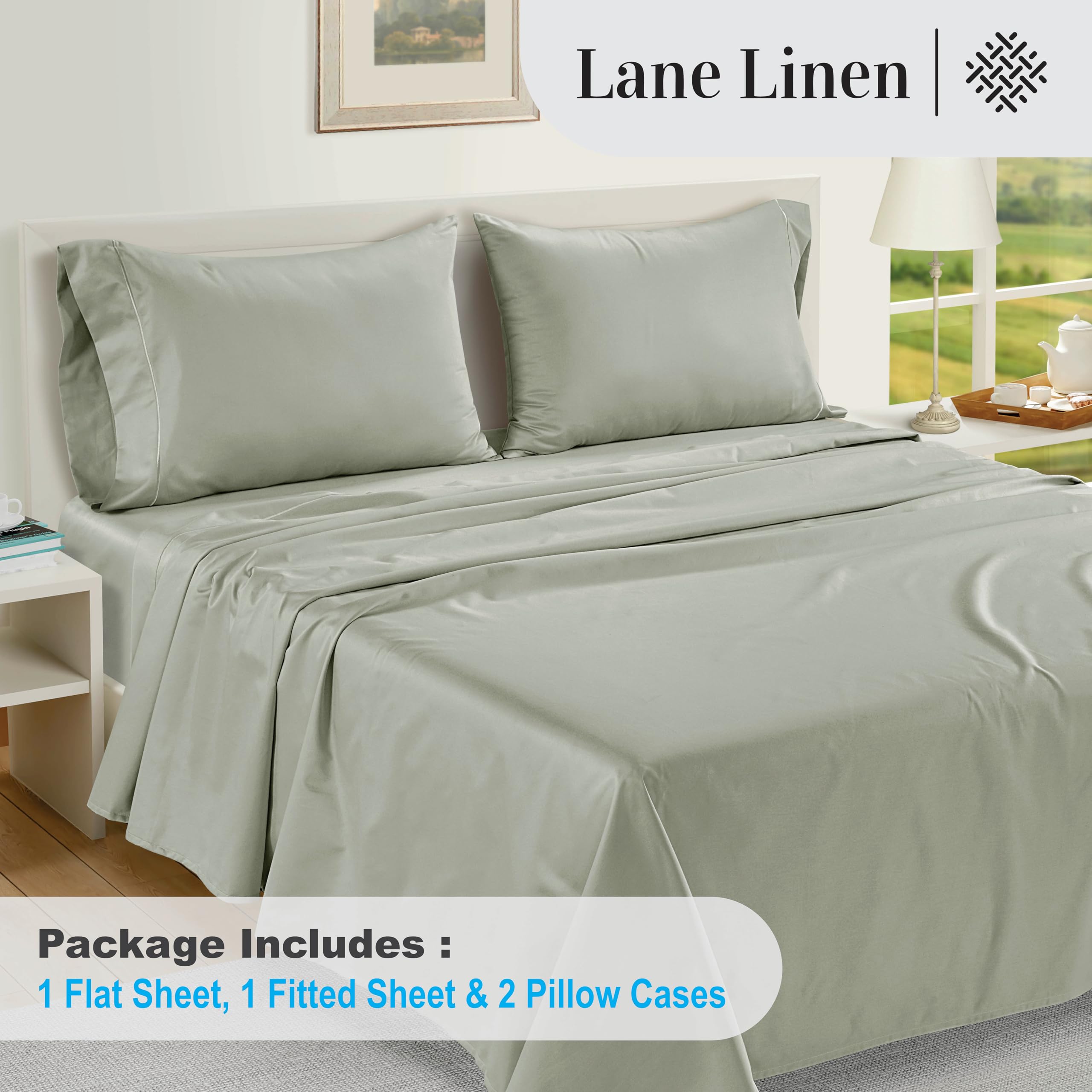 Foto 4 | Juego De Sábanas Lane Linen 1000 Hilos, 100% Algodón Egipcio, Tamaño King - Venta Internacional.