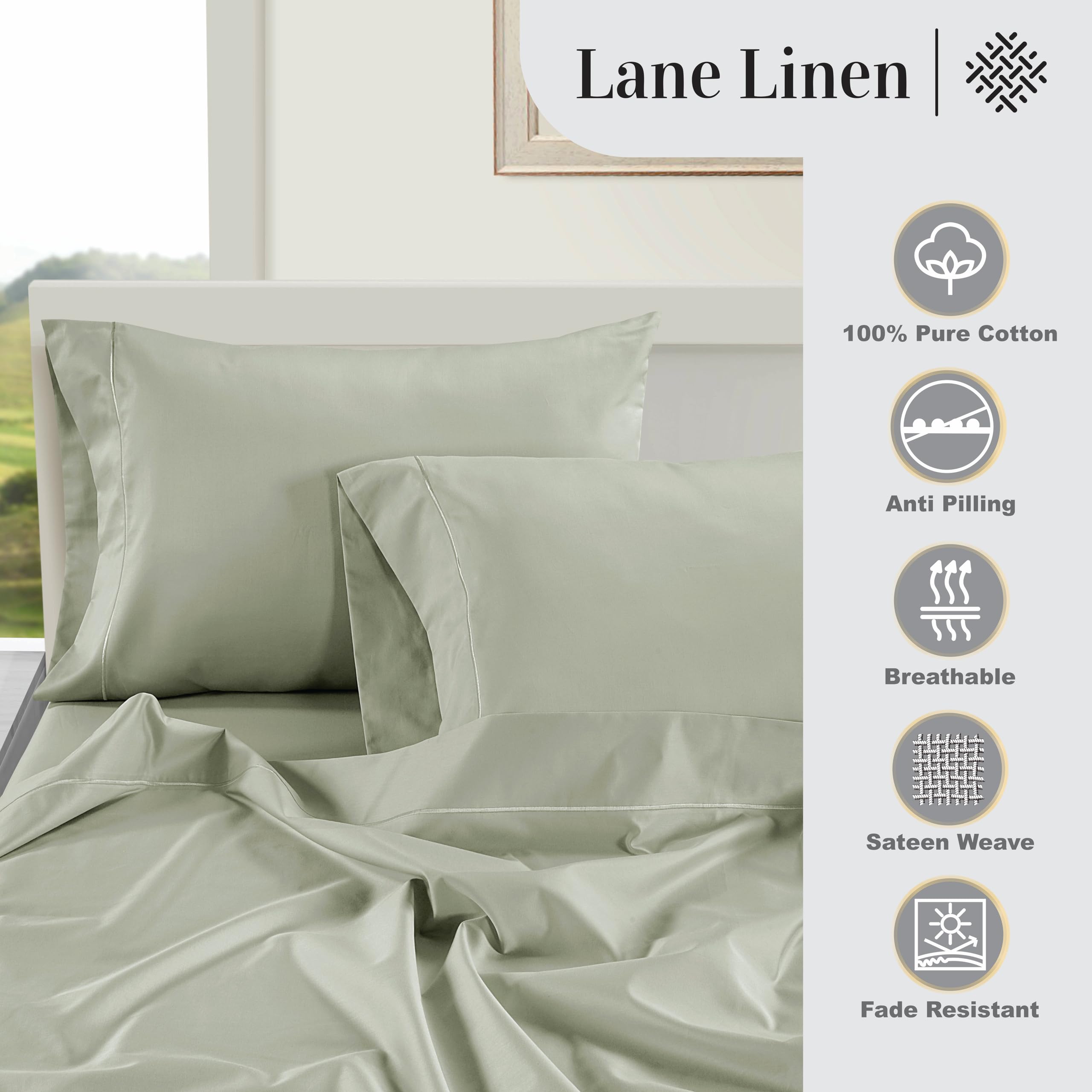 Foto 5 | Juego De Sábanas Lane Linen 1000 Hilos, 100% Algodón Egipcio, Tamaño King - Venta Internacional.