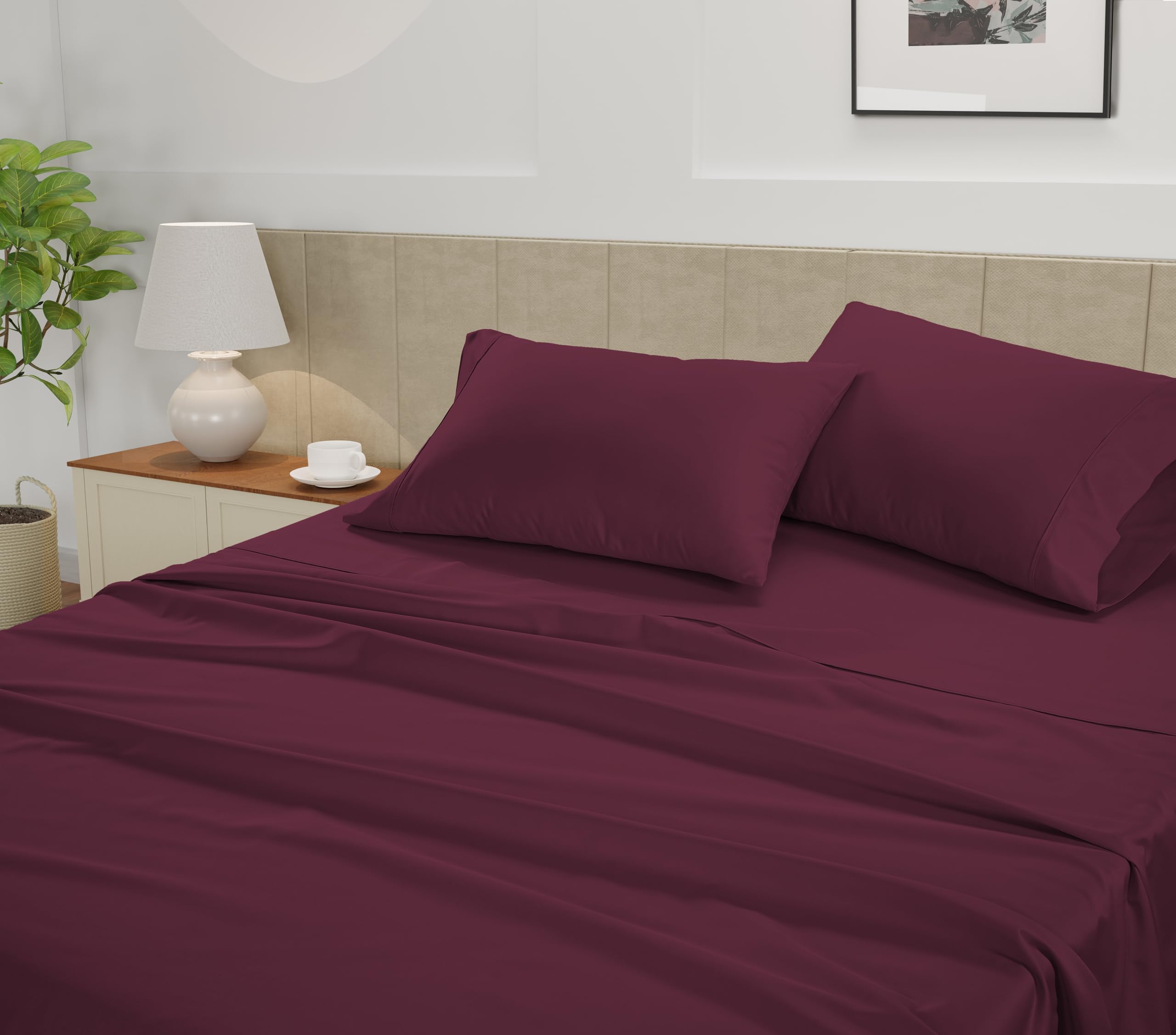 Foto 3 | Juego De Sábanas Lane Linen, 100% Algodón, 450 Hilos, Tamaño Xl, Color Vino - Venta Internacional.