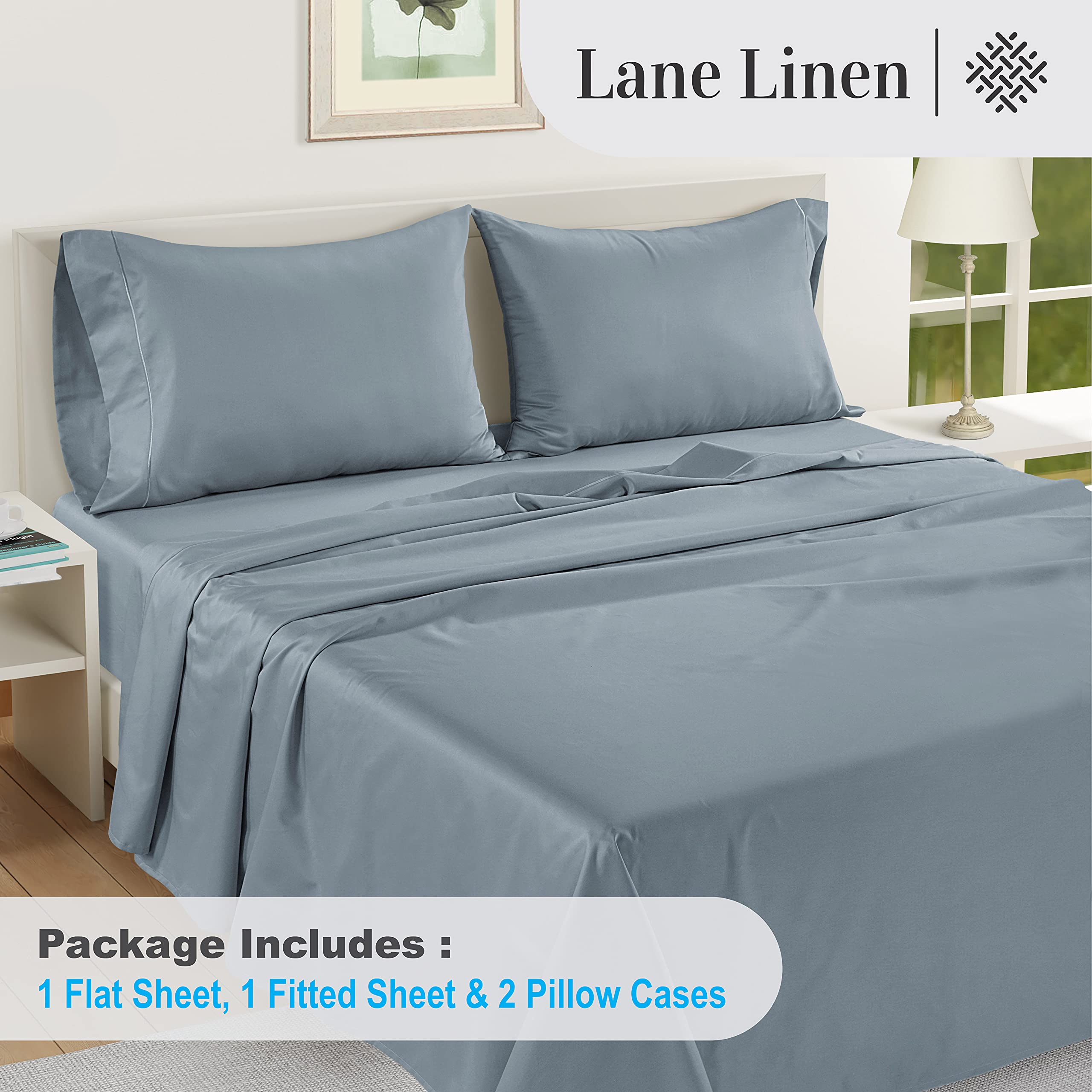 Foto 4 | Sábanas Lane Linen Luxury Hotel, 100% Algodón Egipcio, Tamaño King - Venta Internacional.