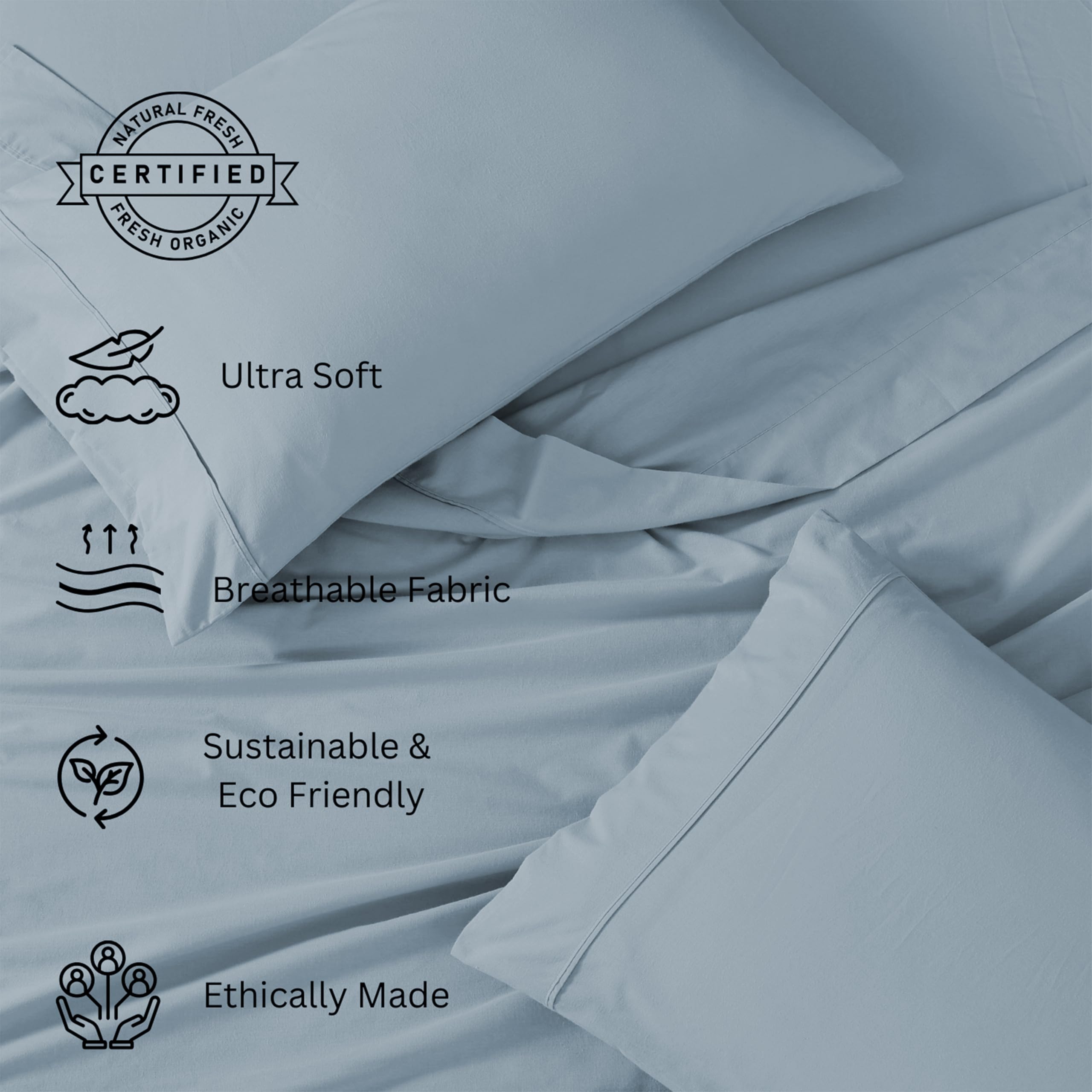 Foto 4 | Sábanas Lane Linen, 100% Algodón Orgánico, Tamaño King, French B - Venta Internacional.