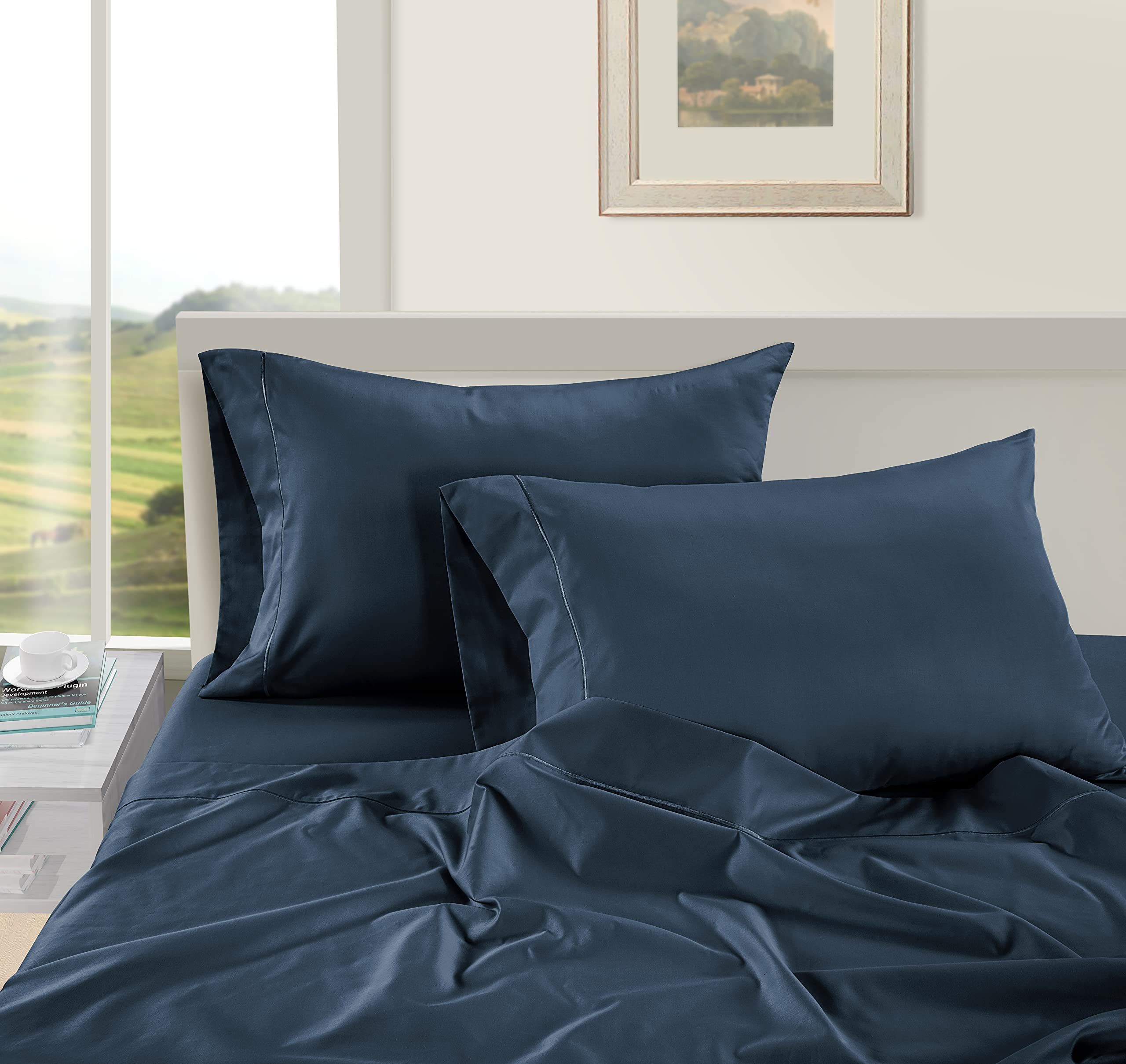 Foto 4 pulgar | Juego De Sábanas Lane Linen 100% Algodón Egipcio Queen Dark Denim - Venta Internacional.